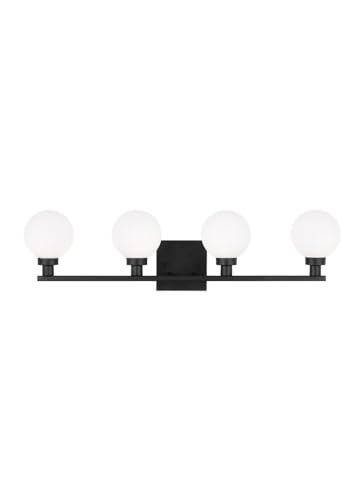 Generation Lighting 4461604-112 Clybourn 4-Light Bathroom Vanity Light Fixture - 240W, Midnight Black Finish - Perfect for Modern Bathroom, Powder Room or Dressing Area Lighting