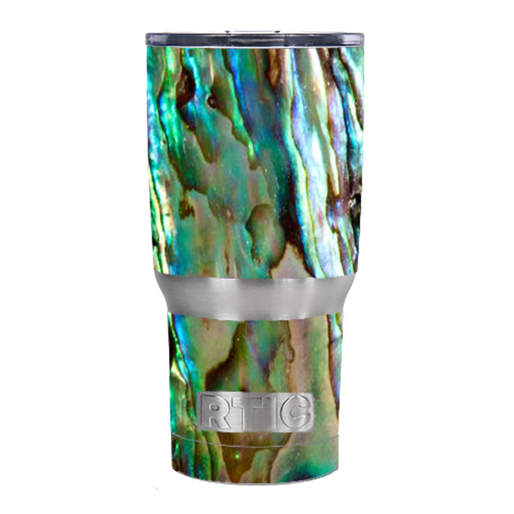 RTIC 20oz Tumbler with Abalone Sea Shell Gold Blue Design - Insulated Stainless Steel Travel Mug for Hot & Cold Drinks - Perfect for Office, Gym, Camping and Outdoor Activities