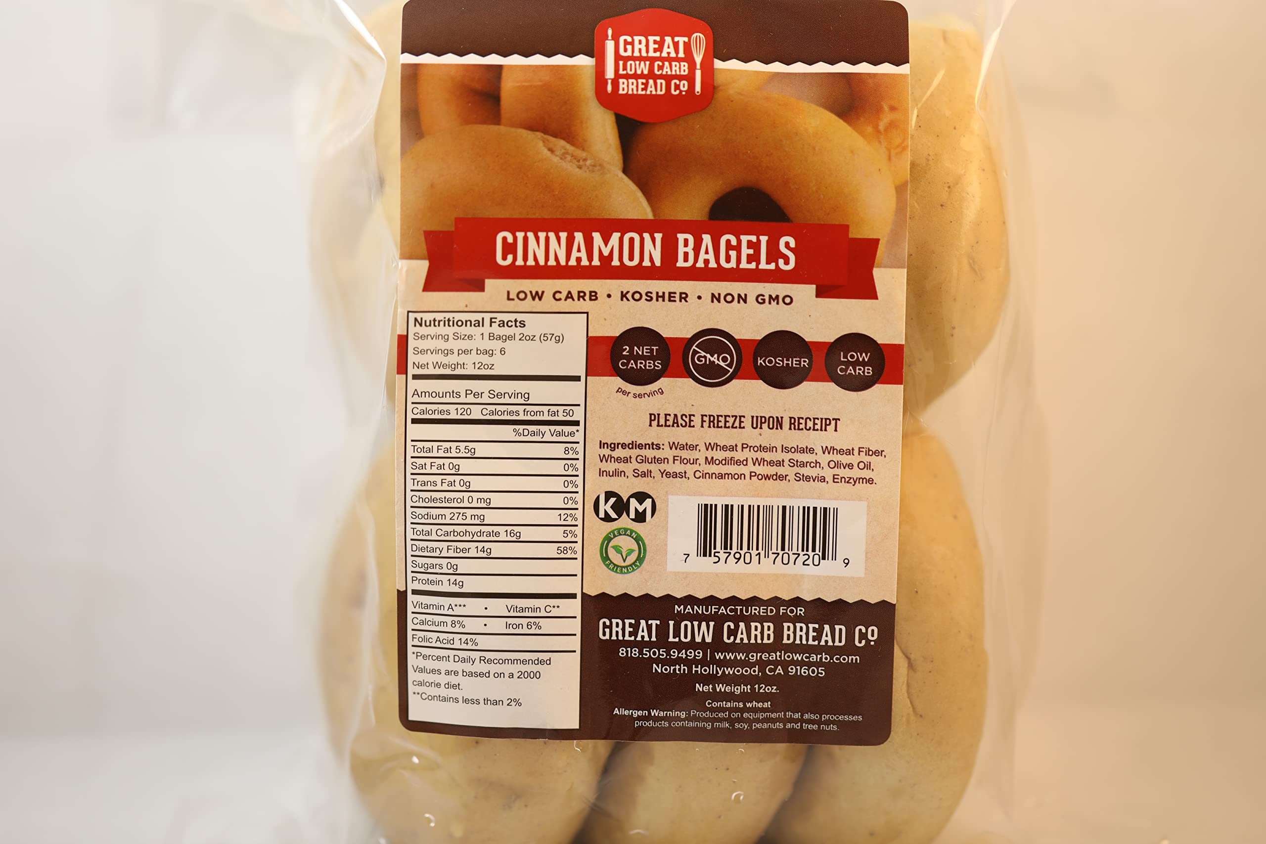 Low Carb Cinnamon Bagels by Great Low Carb Bread Co. - Keto Friendly, Gluten Free, Sugar Free - 3 Pack (6 Bagels) - Perfect for Breakfast, Snacks & Ketogenic Diet
