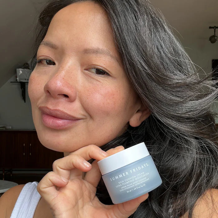 Summer Fridays Rich Cushion Cream - Ultra Hydrating & Volumizing Moisturizer for Dry Skin | Day & Night Face Cream for Glowing Skin