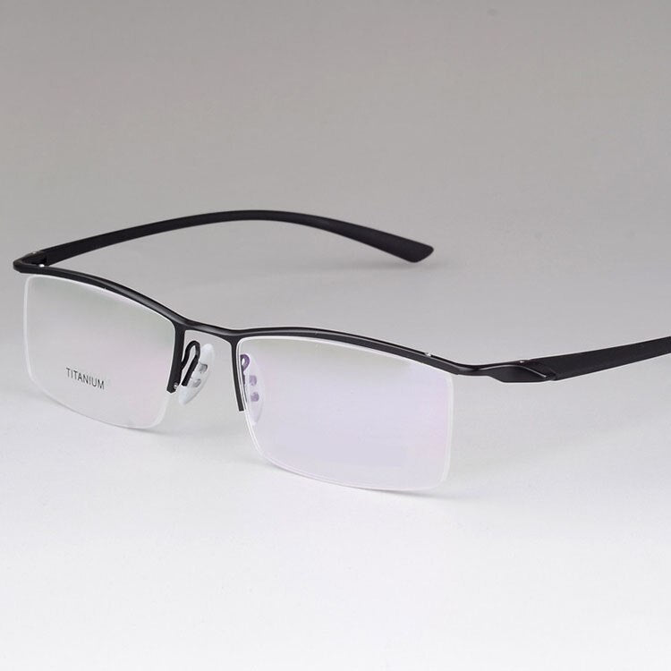 Bclear Titanium Alloy Half Rim Eyeglasses for Men - Lightweight Small Frame Glasses for Narrow Faces (Model P8190) | Perfect for Office Work, Reading & Everyday Wear