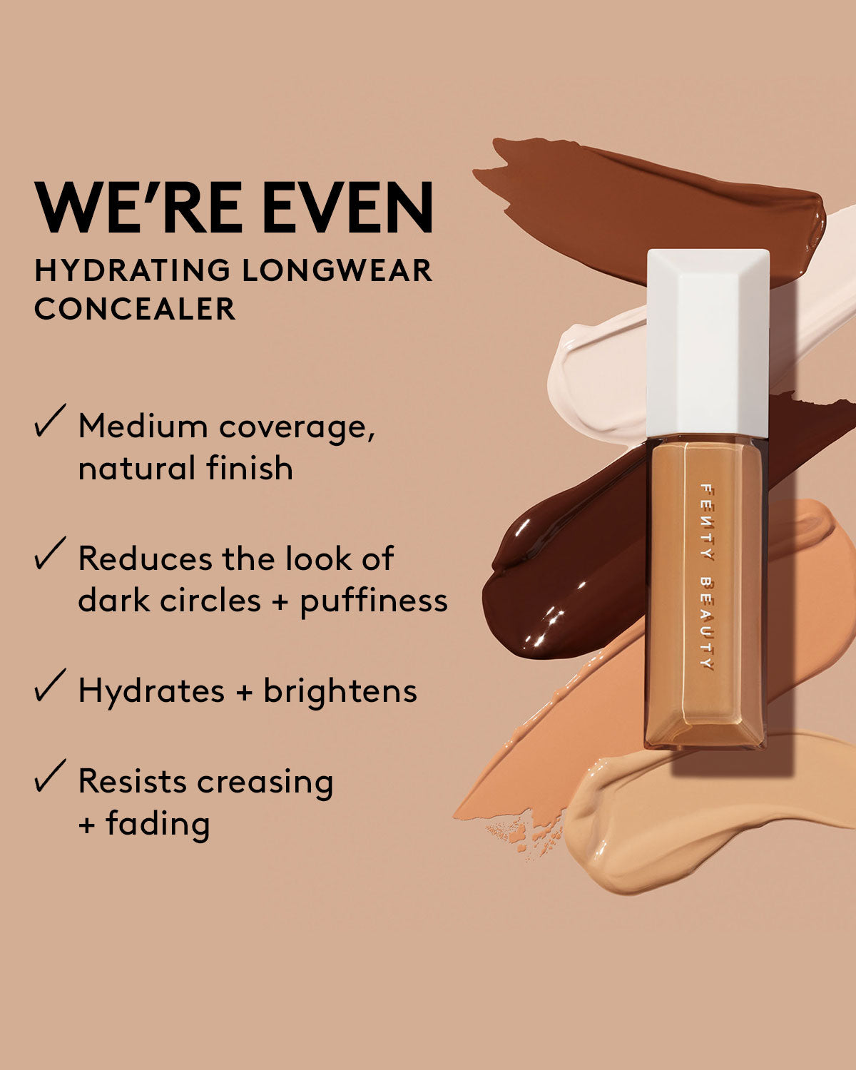 We're Even Hydrating Longwear Concealer - 330W Medium Beige | Full Coverage Liquid Concealer for Dark Circles & Blemishes | Day & Night Makeup for Flawless Skin