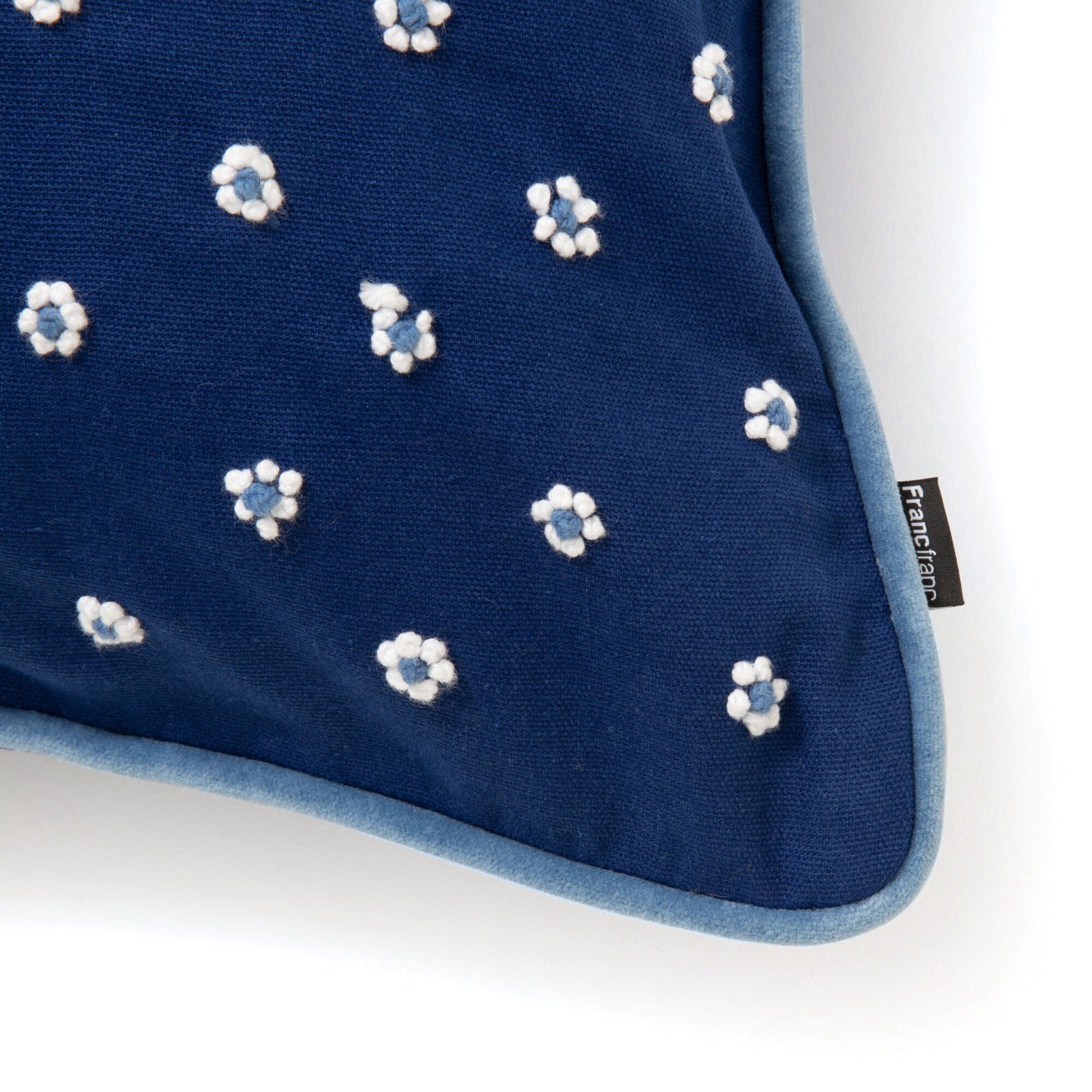 Blue Floral Knot Cushion Cover 18x18 Inches - Decorative Square Pillow Case for Sofa, Bedroom & Living Room Decor