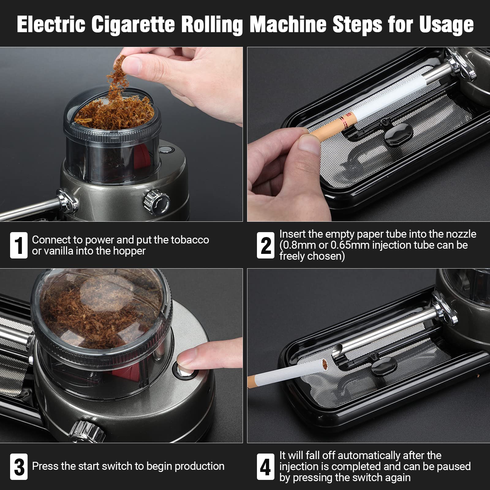 COOL KNIGHT Electric Cigarette Rolling Machine - Portable Automatic Tobacco Injector for Herb & Tobacco | Perfect for DIY Cigarettes with Tubes & Rolling Papers | Ideal for Home Use, Travel & Outdoor Activities