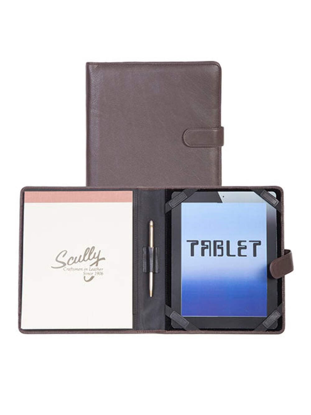 Premium Leather Tablet Cover & Padfolio for iPad - Chocolate Brown, Business & Travel Organizer with Notepad Holder - Perfect for Office, Meetings, and Professional Use