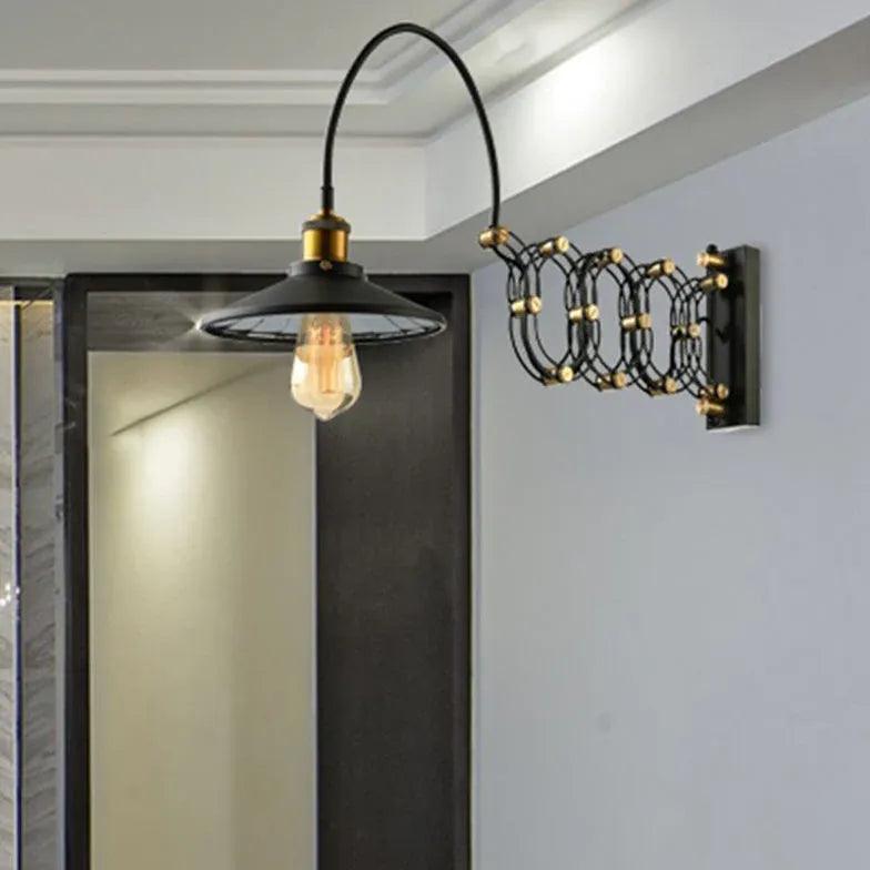 Industrial Black Extendable Wall Light - Adjustable Swing Arm Sconce for Bedroom, Living Room, and Office Lighting