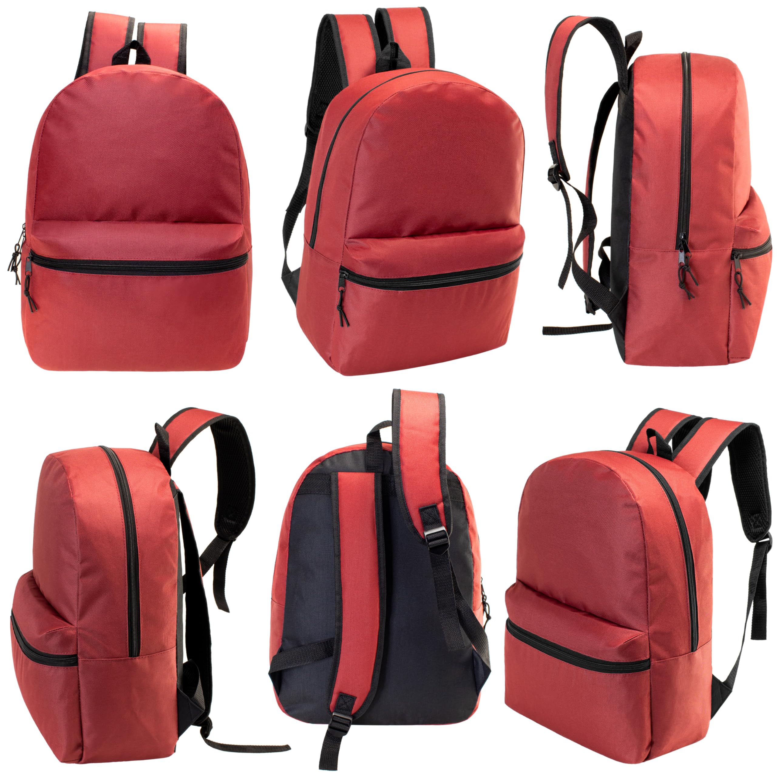 Moda West 17 Inch Bulk Backpacks with 16-Piece School Supplies Kit (Pens, Pencils, Crayons) - Case of 12 Wholesale Backpacks in 12 Colors - Perfect for Back to School, Classroom Supplies & Student Gifts