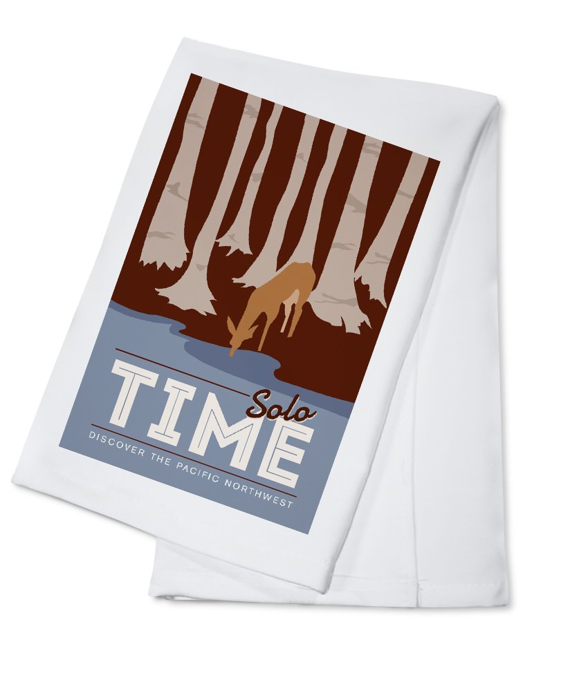Pacific Northwest Deer Forest Print Tea Towel - 100% Cotton Decorative Hand Towel for Kitchen & Home Decor - Perfect for Rustic Cabin, Farmhouse, or Nature-Themed Interior Design