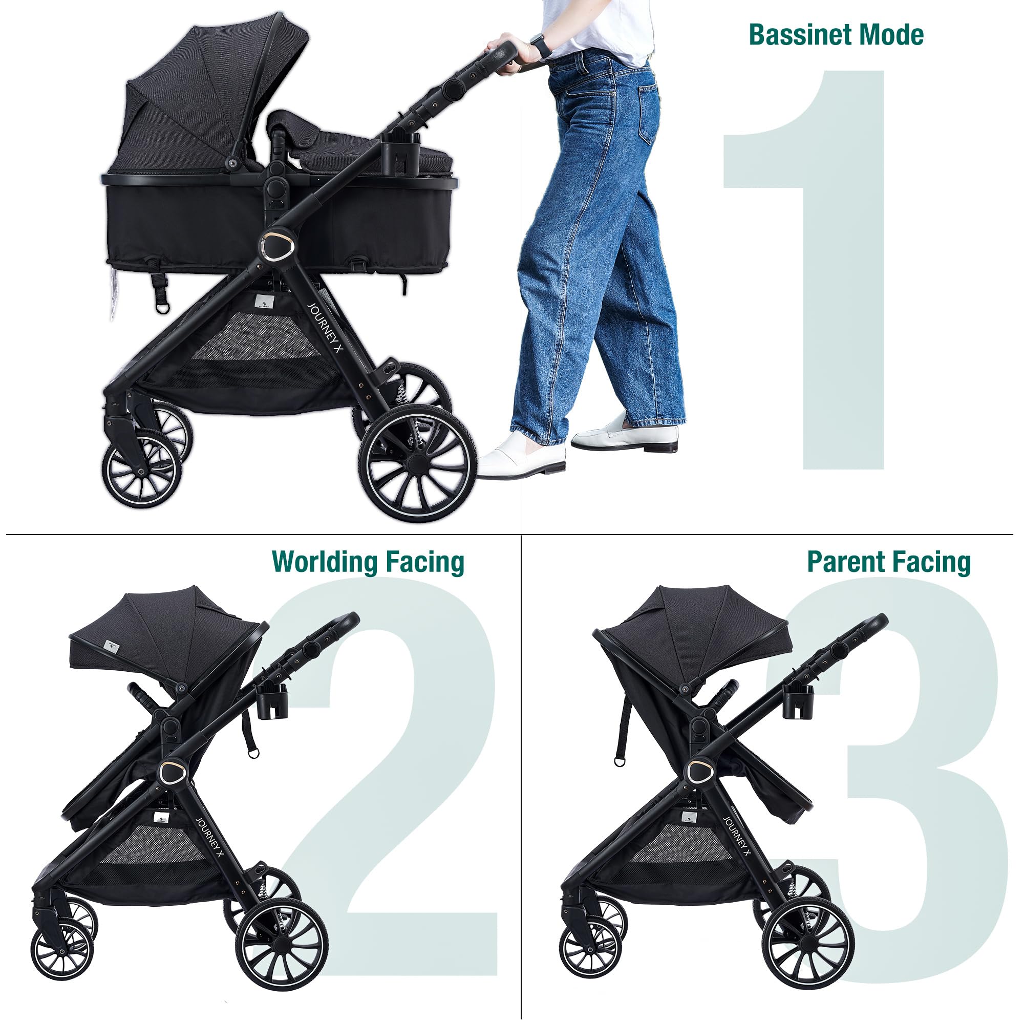 Best 2-in-1 Convertible Baby Stroller with Bassinet for Newborns 0-36 Months - Lightweight Travel Pushchair for Infants & Toddlers | Perfect for Shopping, Walks & Outdoor Adventures