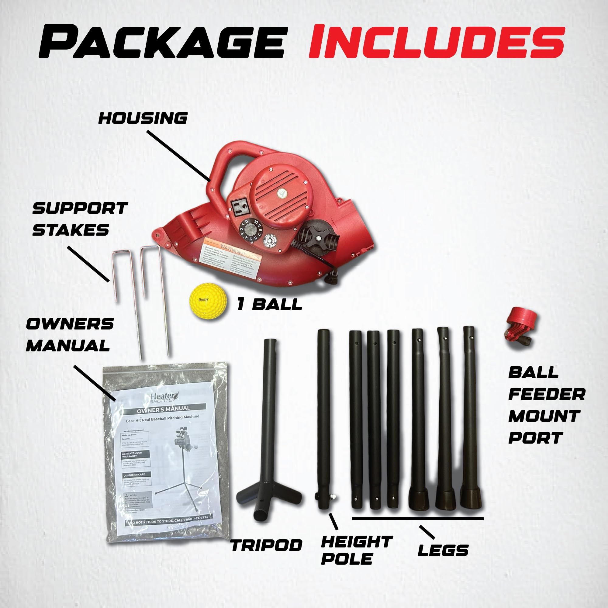Heater Power Alley Pro Baseball Pitching Machine - Adjustable Speed Up to 45 MPH, Portable Baseball Training Equipment for Batting, Pitching & Fielding Practice | Perfect for Backyard, Team Drills & Baseball Skill Development