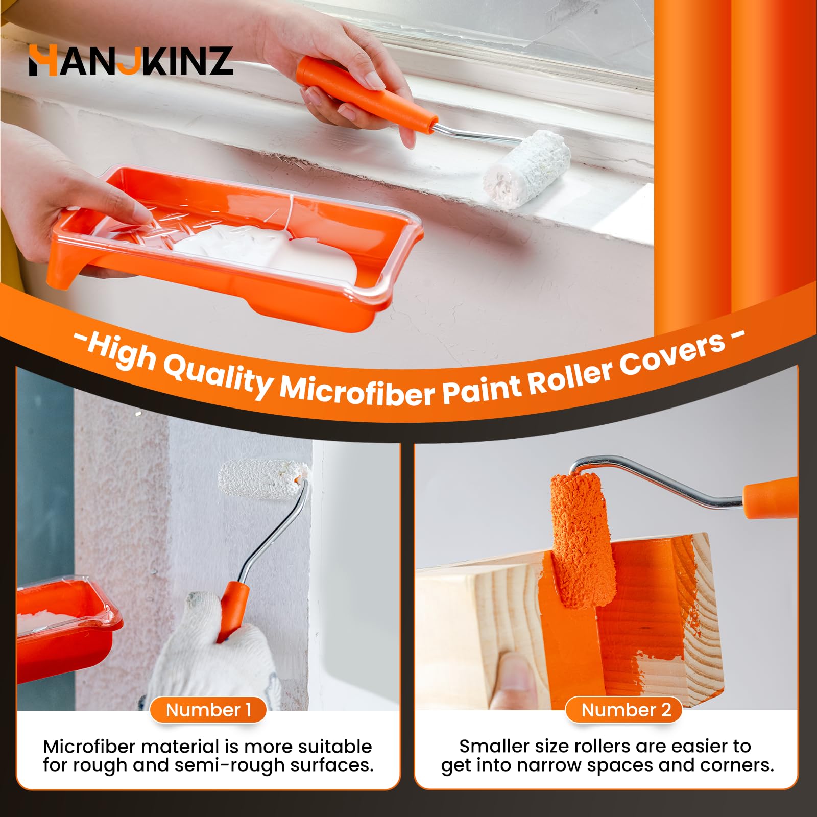 2 Inch 15 Pack Small Paint Roller Kit - Microfiber Roller Covers, Paint Tray & Liner - Mini Paint Roller for Corners & Edges - Perfect for DIY Home Painting, Wall Touch-Ups & Small Projects