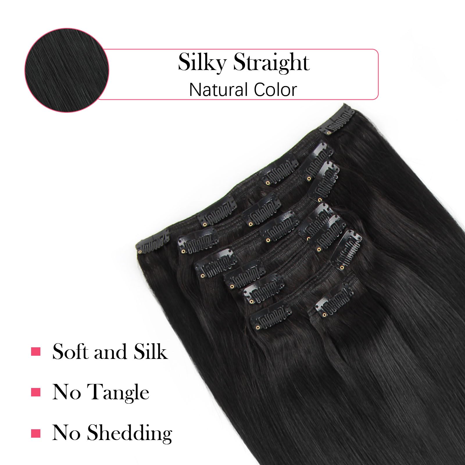 Premium Sassina Silk Straight Clip-in Hair Extensions – 100% Remy Human Hair, Double Weft, Natural Black (#1B) – 16 Inch, 120g, 7-Piece Set for Full Head Volume | Perfect for Daily Styling, Parties & Special Occasions
