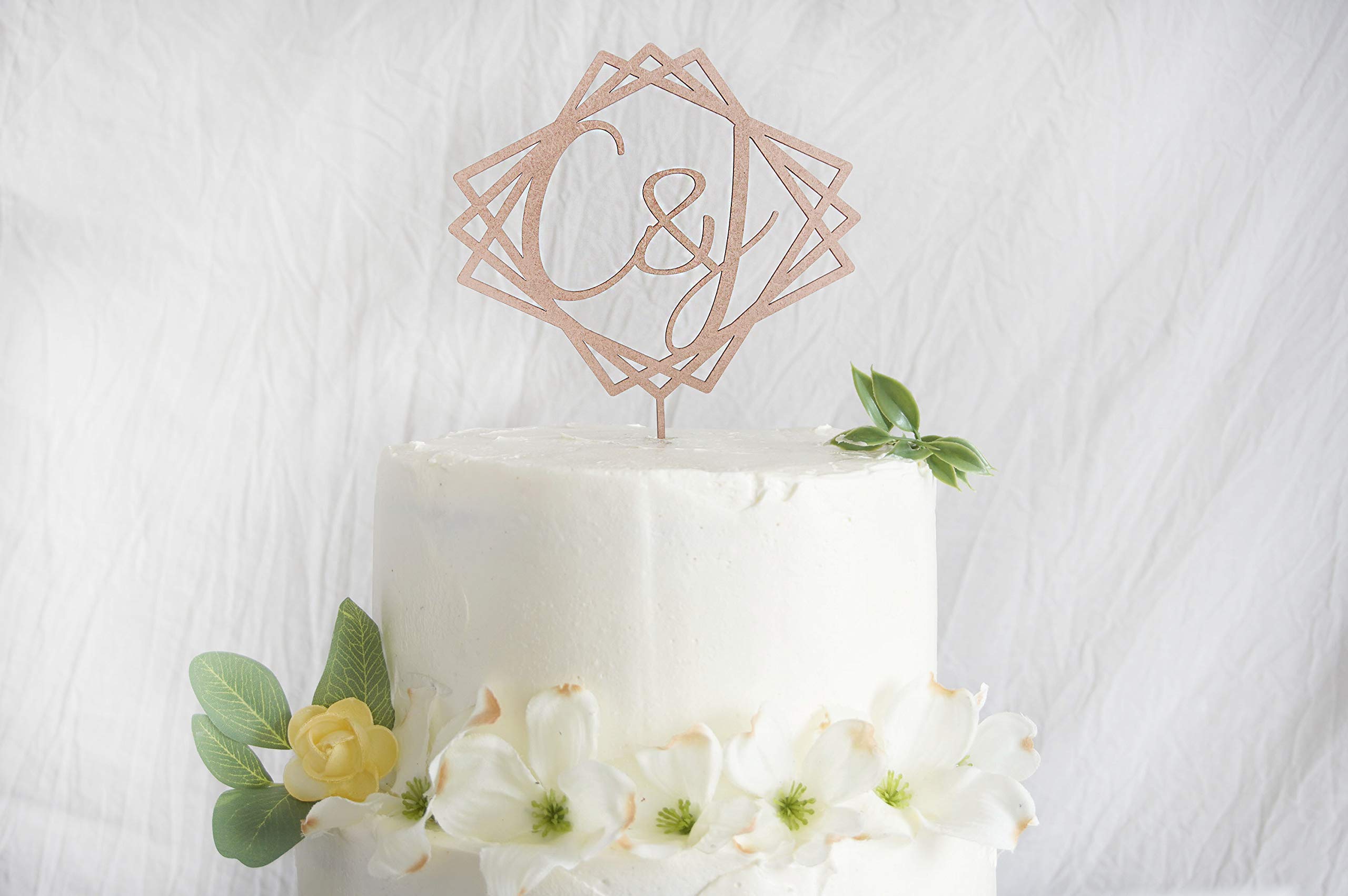 Custom Geometric Wedding Cake Topper with Initials - Elegant Anniversary Cake Decoration for Weddings, Anniversaries & Special Celebrations