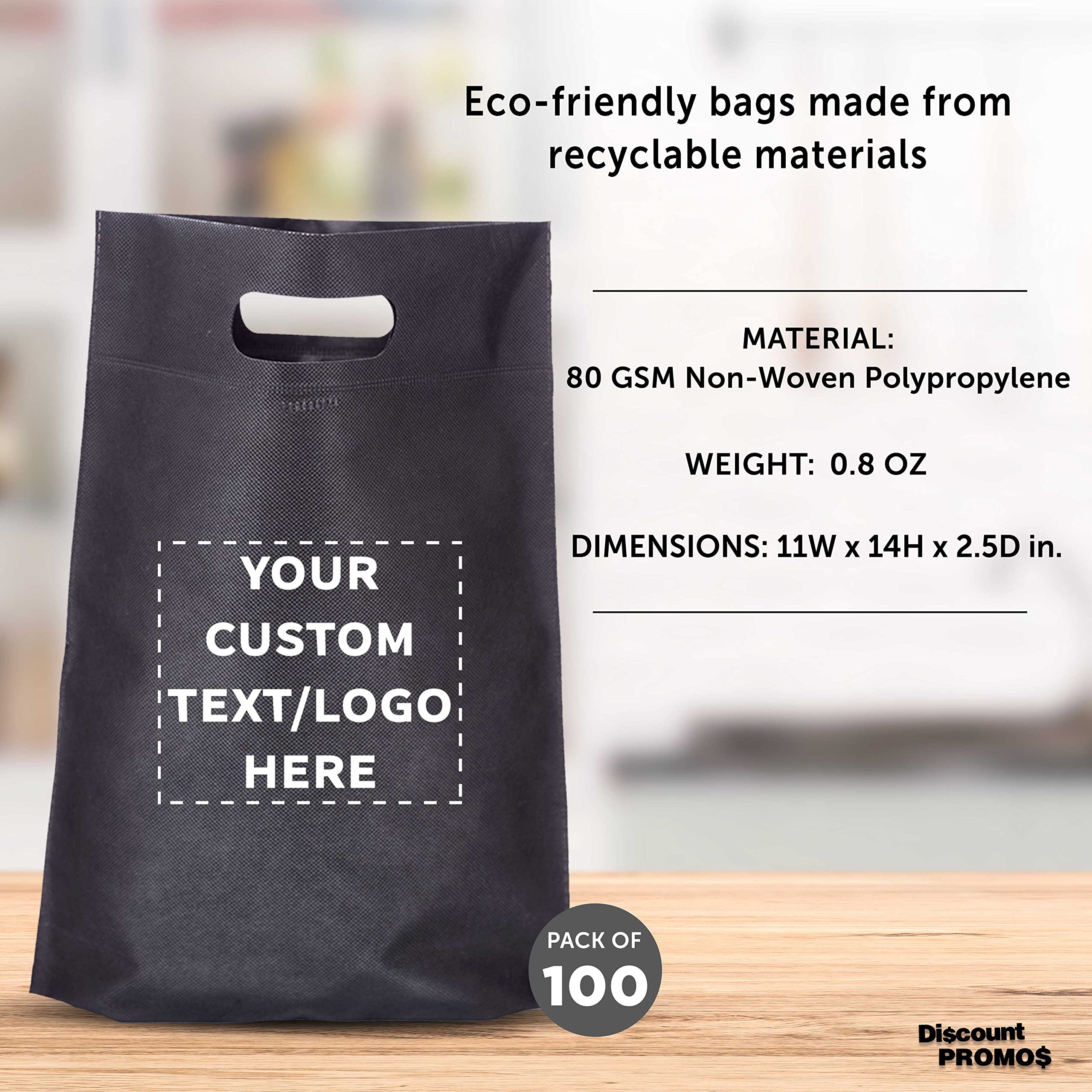 Custom Non-Woven Reusable Tote Bags Bulk Pack of 100 - Personalized Promotional Shopping Bags 11