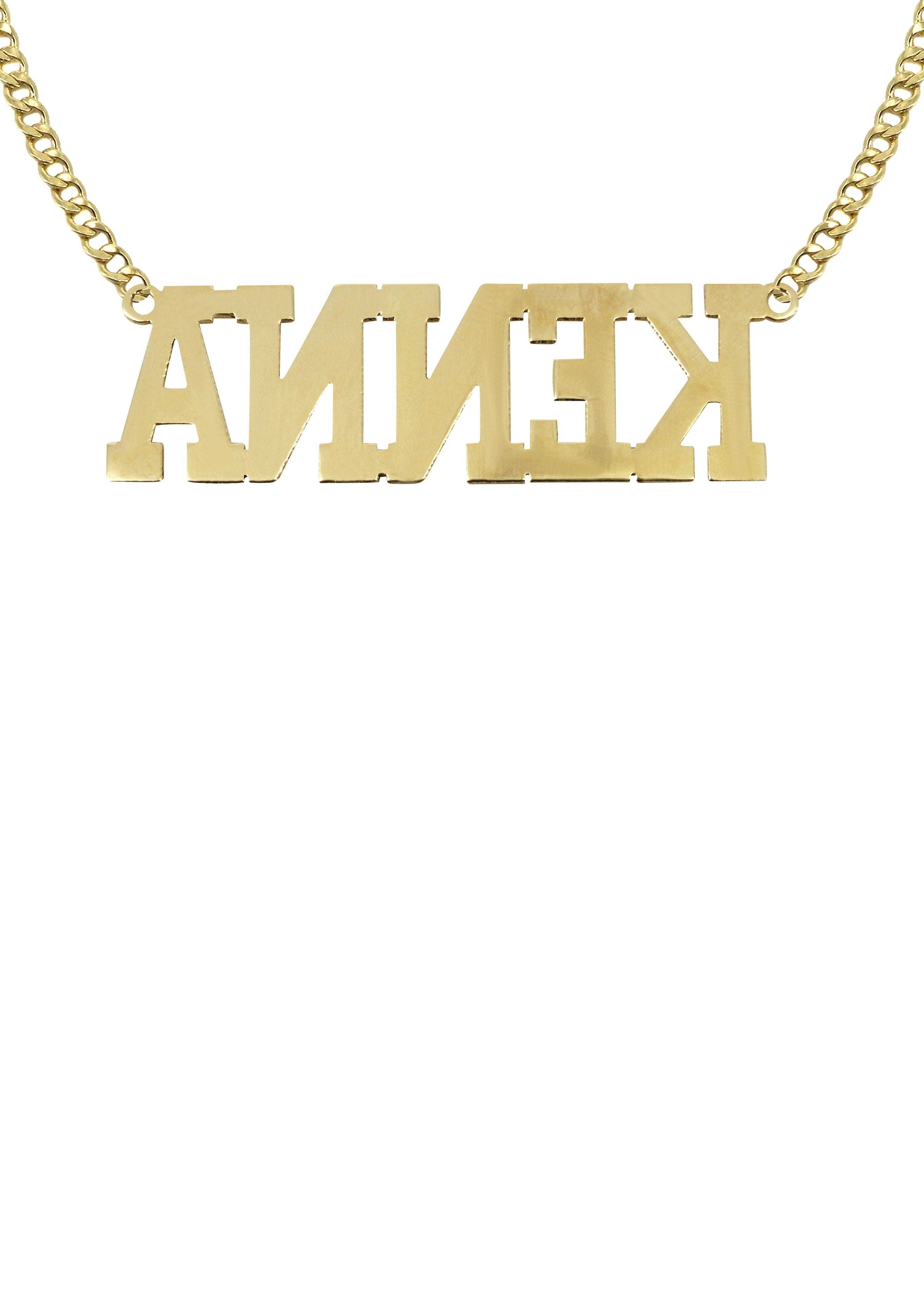 14K Gold Diamond Cut Personalized Name Plate Necklace for Women - Custom Engraved Initial Pendant | Perfect for Birthdays, Anniversaries, and Special Occasions