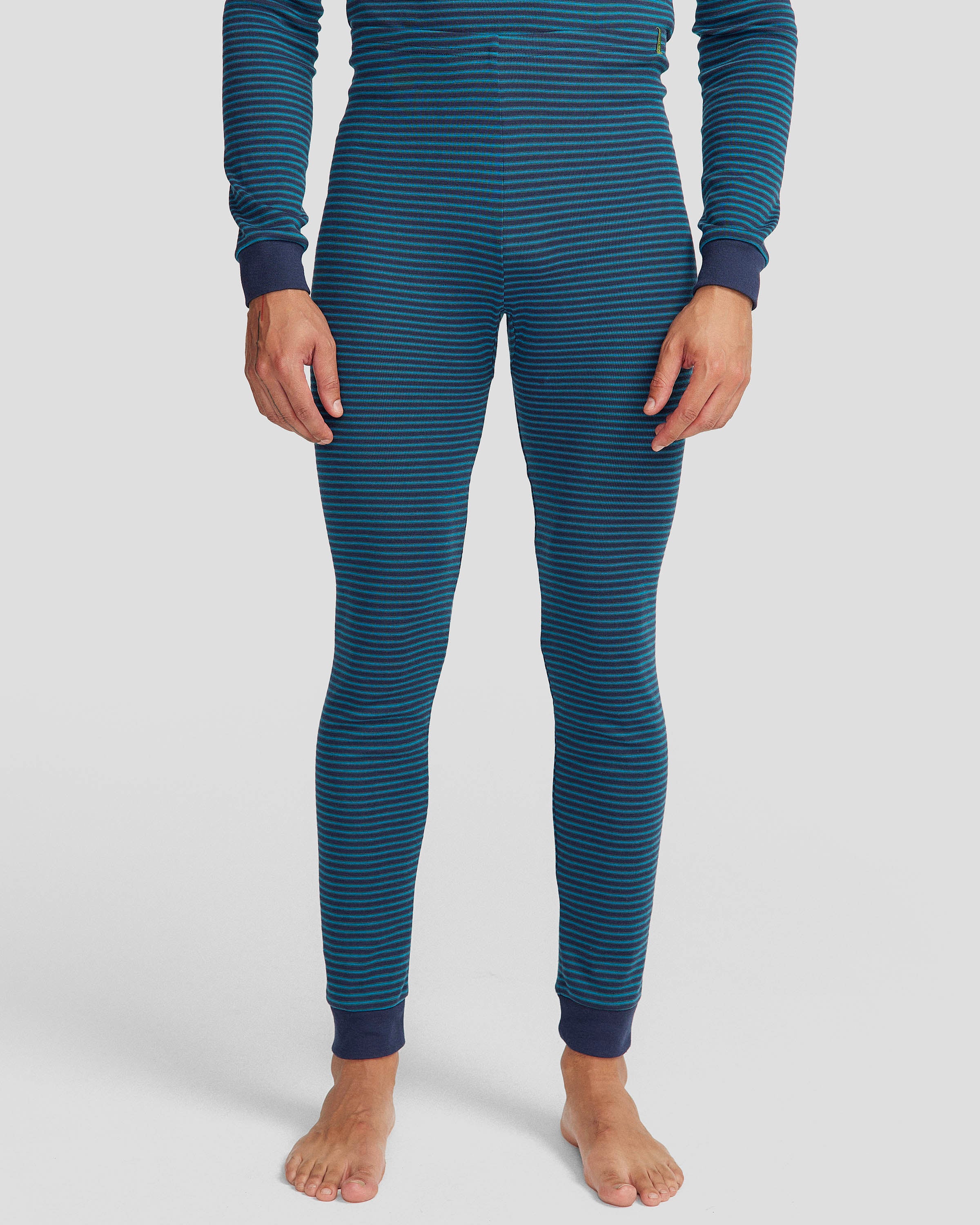 KMDCore Polypro Long John Pants - Dark Eddy/Navy Stripe - Thermal Base Layer for Cold Weather, Outdoor Activities & Winter Sports