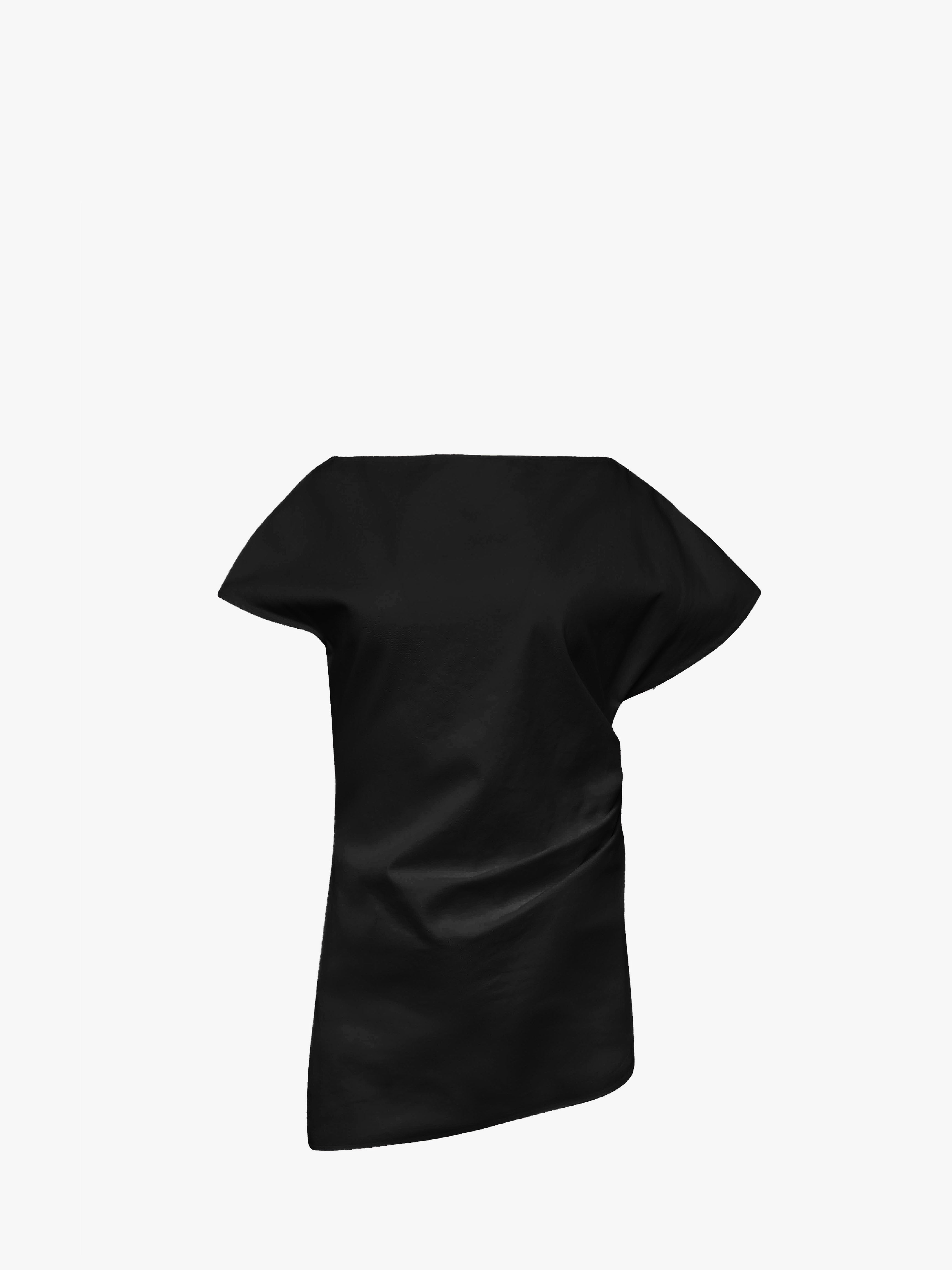 Asymmetric Draped Top - Black | Elegant Women's Fashion Blouse for Evening Parties & Date Nights | TP0357PG1762