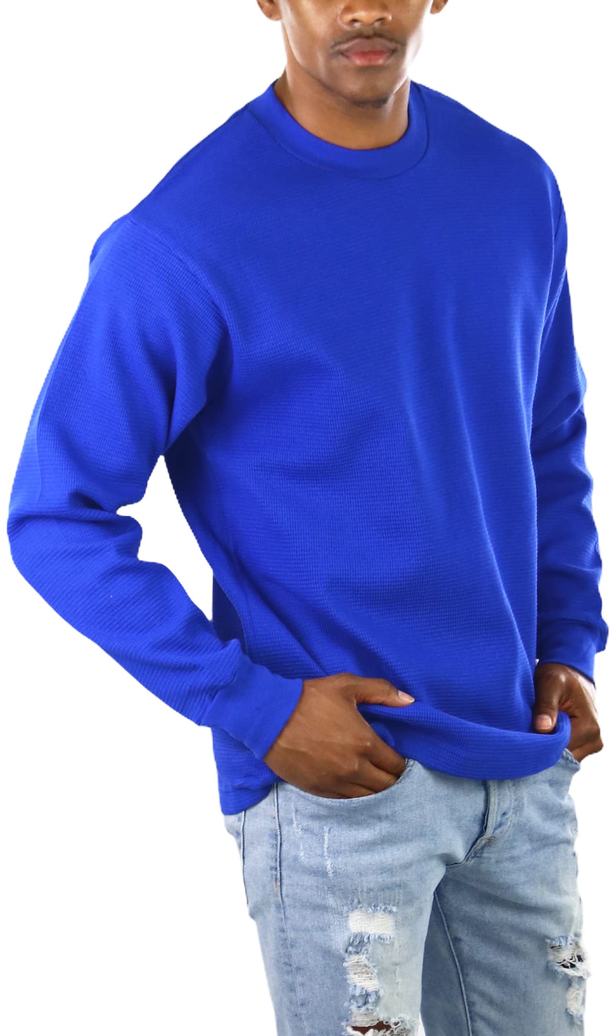 Premium Men's Heavy & Medium Weight Waffle Thermal Long Sleeve Crewneck Shirt - Warm Winter Base Layer for Outdoor Activities, Camping & Workwear