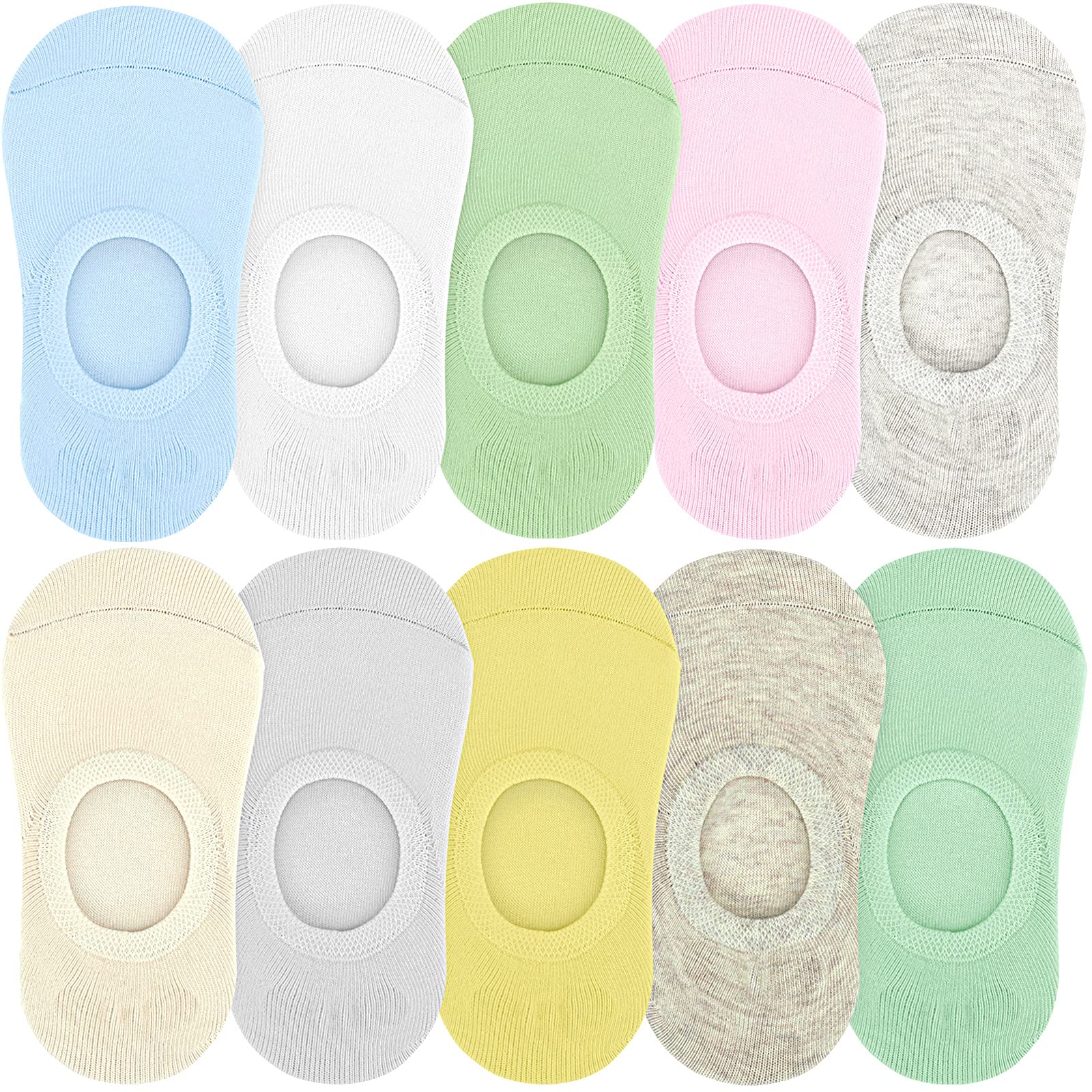 Kereda 10 Pairs Kids No Show Socks for Girls & Boys - Soft Breathable Cotton Low Cut Socks with Non-Slip Grip - Perfect for School, Sports & Everyday Wear