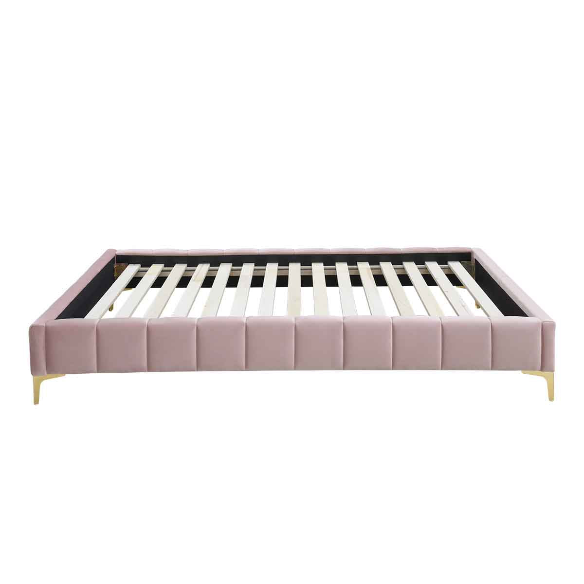 Georgia Velvet King Single Bed Frame (Blush) - Luxurious Upholstered Bed Frame for Small Spaces, Perfect for Guest Rooms, Apartments & Dormitories