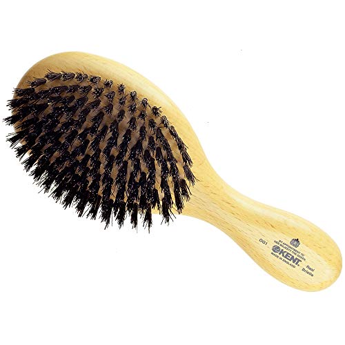 Kent OG1 100% Natural Boar Bristle Hair & Beard Brush for Men - Premium Grooming Brush for Scalp Massage, 360 Waves & Facial Hair Care | Perfect for Daily Styling & Salon-Quality Results at Home