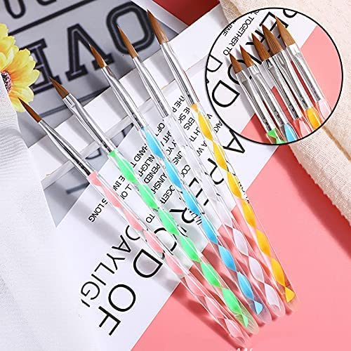 RoyalKart 5-Piece Acrylic Brush Pen Set with 5 Nail Art Dotting Tools - Professional Salon Quality Nail Design Kit for Artists, DIY Manicures & Home Nail Art