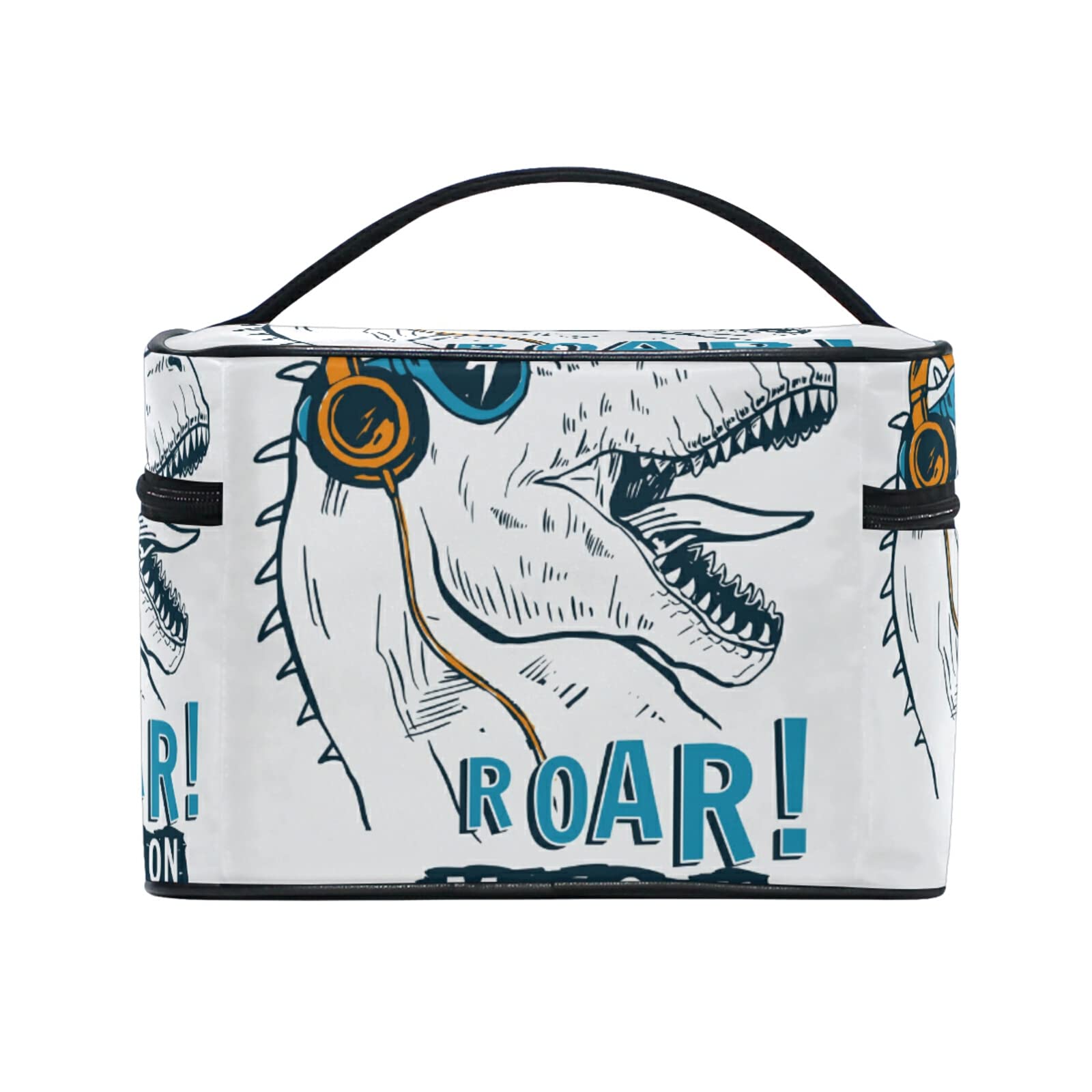 Dinosaur Music Roar Cosmetic Bag Organizer - Cute Zippered Makeup Pouch & Toiletry Case for Women & Girls - Perfect for Travel, School, or Daily Beauty Storage