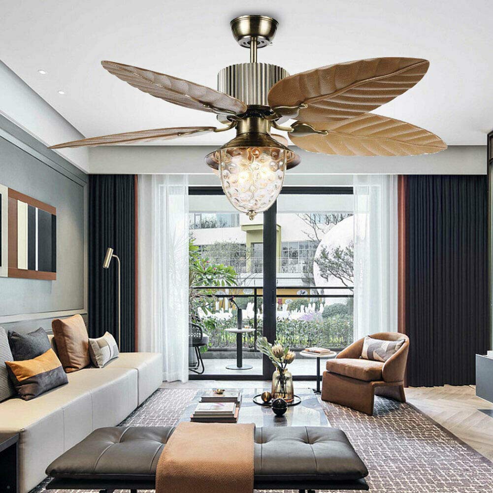 52-Inch Modern Tropical Ceiling Fan with Remote Control and 3-Light Kit - Perfect for Bedroom, Living Room and Outdoor Patio Cooling