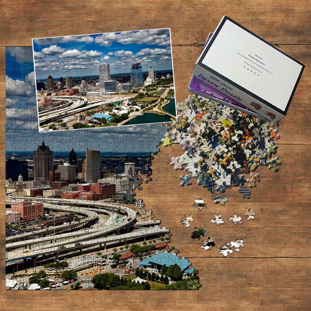1000 Piece Milwaukee Skyline Jigsaw Puzzle - Premium Wooden Travel Souvenir from USA | Perfect for Home Decor, Gifts & Relaxation