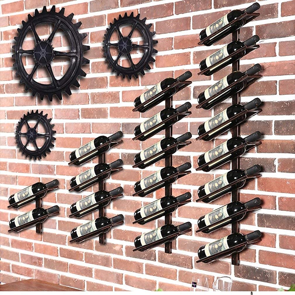 Wall-Mounted Metal Wine Rack - Holds 6 Bottles - Space Saving Wine Storage for Kitchen, Bar or Dining Room