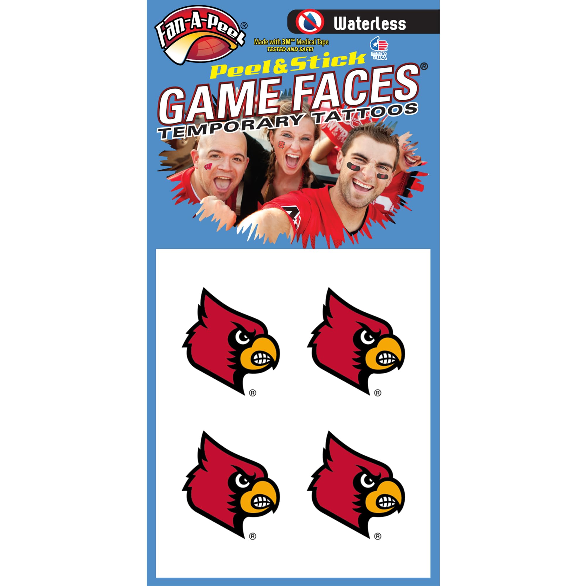 Louisville Waterproof Temporary Tattoos - Hypoallergenic Peel & Stick Fake Tattoos for Adults & Kids - Officially Licensed - Perfect for Parties, Halloween & Sports Events