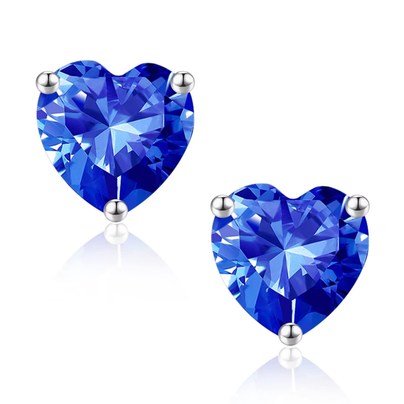 925 Sterling Silver Heart Birthstone Stud Earrings for Women - Personalized Birth Month Jewelry Gifts for Mother's Day, Valentine's, Christmas, Anniversary & Birthday | Elegant Everyday Wear & Special Occasion Accessories