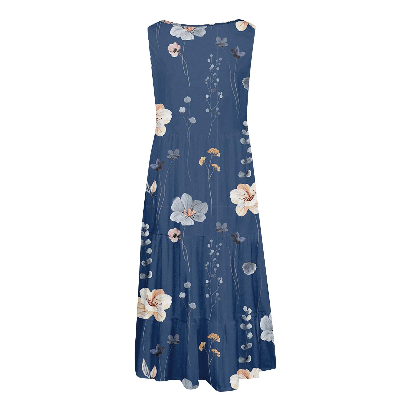 2024 Women's Summer Dresses - Casual Floral Sleeveless Sundress, Crew Neck Bodycon Tank Dress for Beach, Vacation & Outdoor Parties | Perfect for Poolside, Date Night & Summer Travel