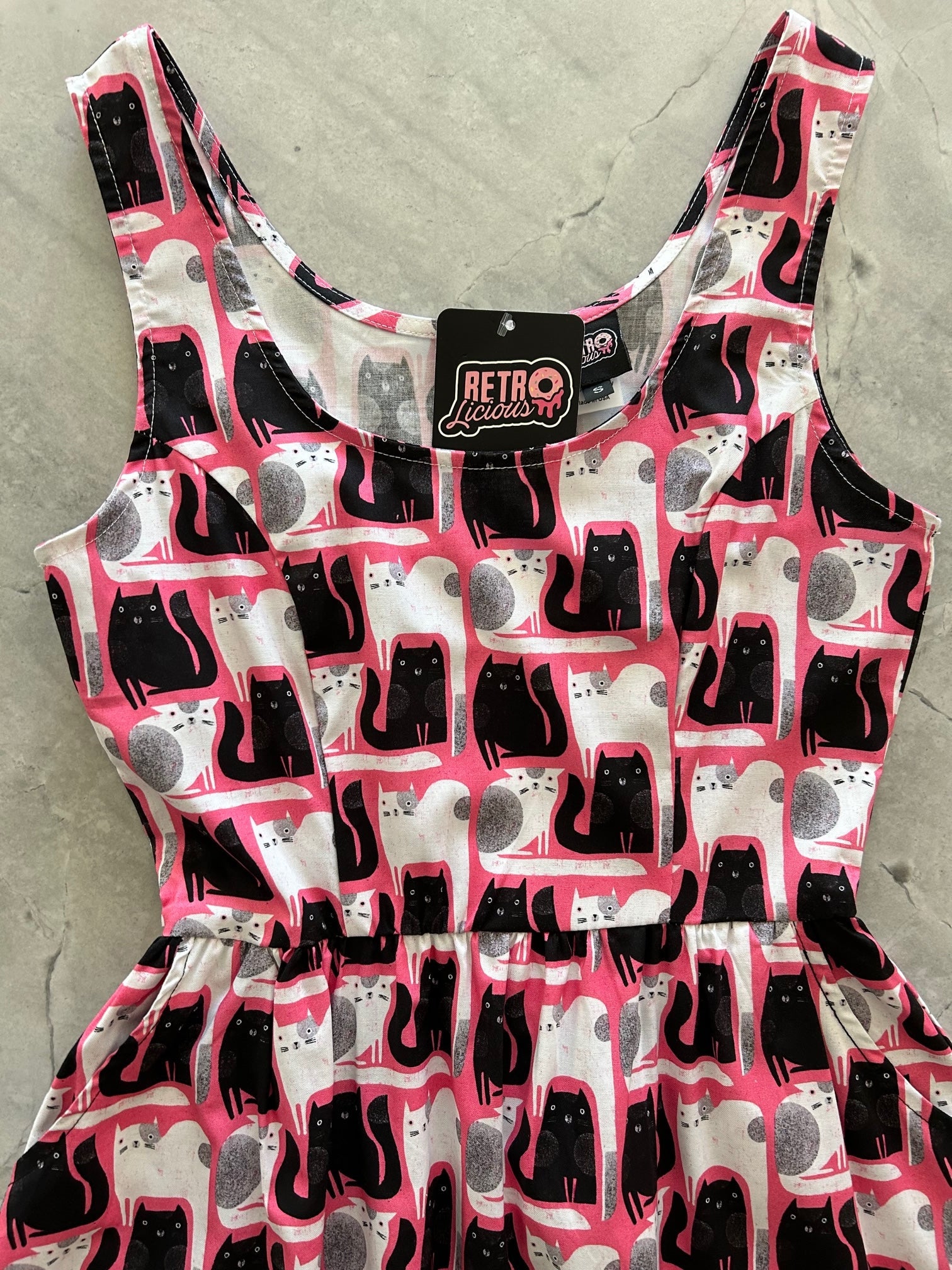 Stylish Cat Print Fit & Flare Dress for Women - Perfect for Casual Outings, Parties & Date Nights