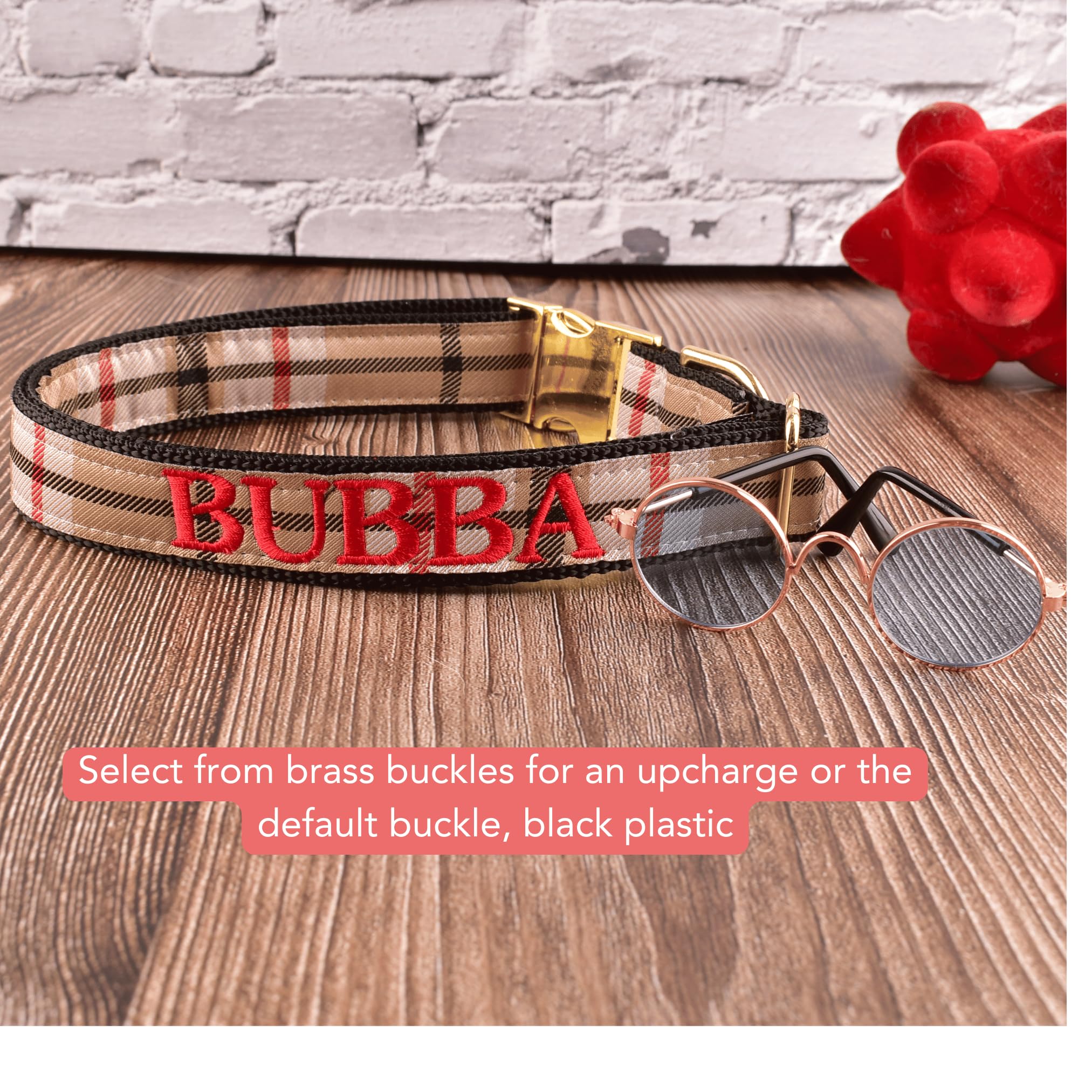 Personalized Plaid Dog Collar and Leash Set - Adjustable Tartan Collar for Small, Medium & Large Dogs - X-Large 1 x 17-29