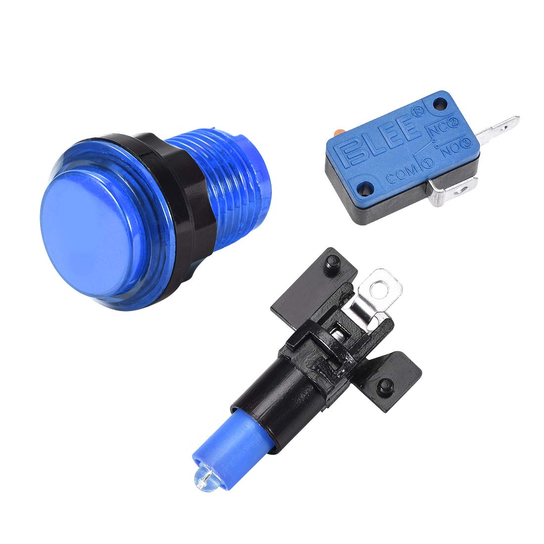 uxcell 33.5mm Round 12V LED Illuminated Arcade Push Button Switch with Micro Switch - Blue (6 Pack) for Video Games, DIY Arcade Cabinet & Home Gaming Setup