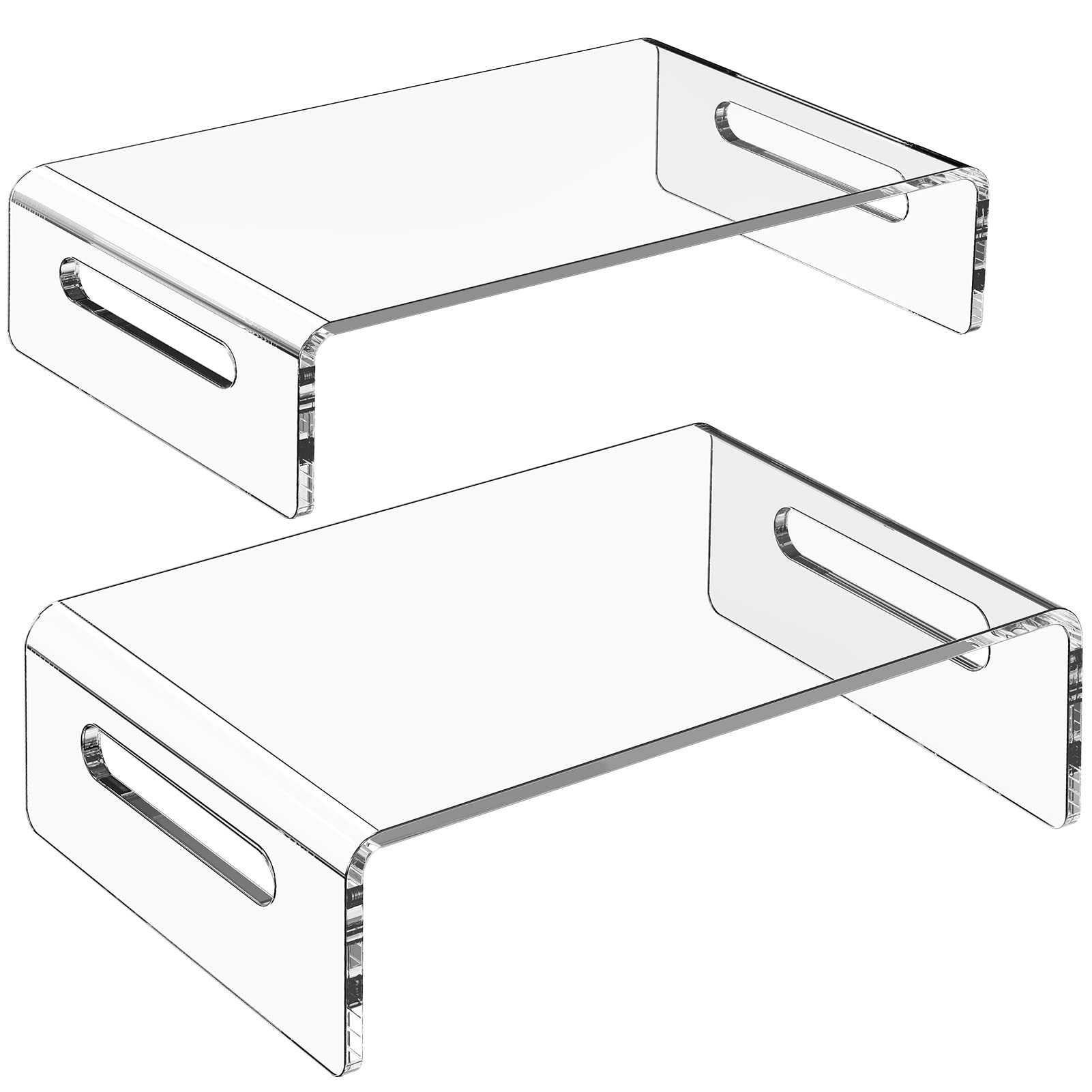 Zimilar 2 Pack Acrylic Monitor Stand Riser - Premium Clear Laptop & Computer Stand for Dual Monitors, Printer, Notebook - Ideal for Home Office Setup & Workspace Organization