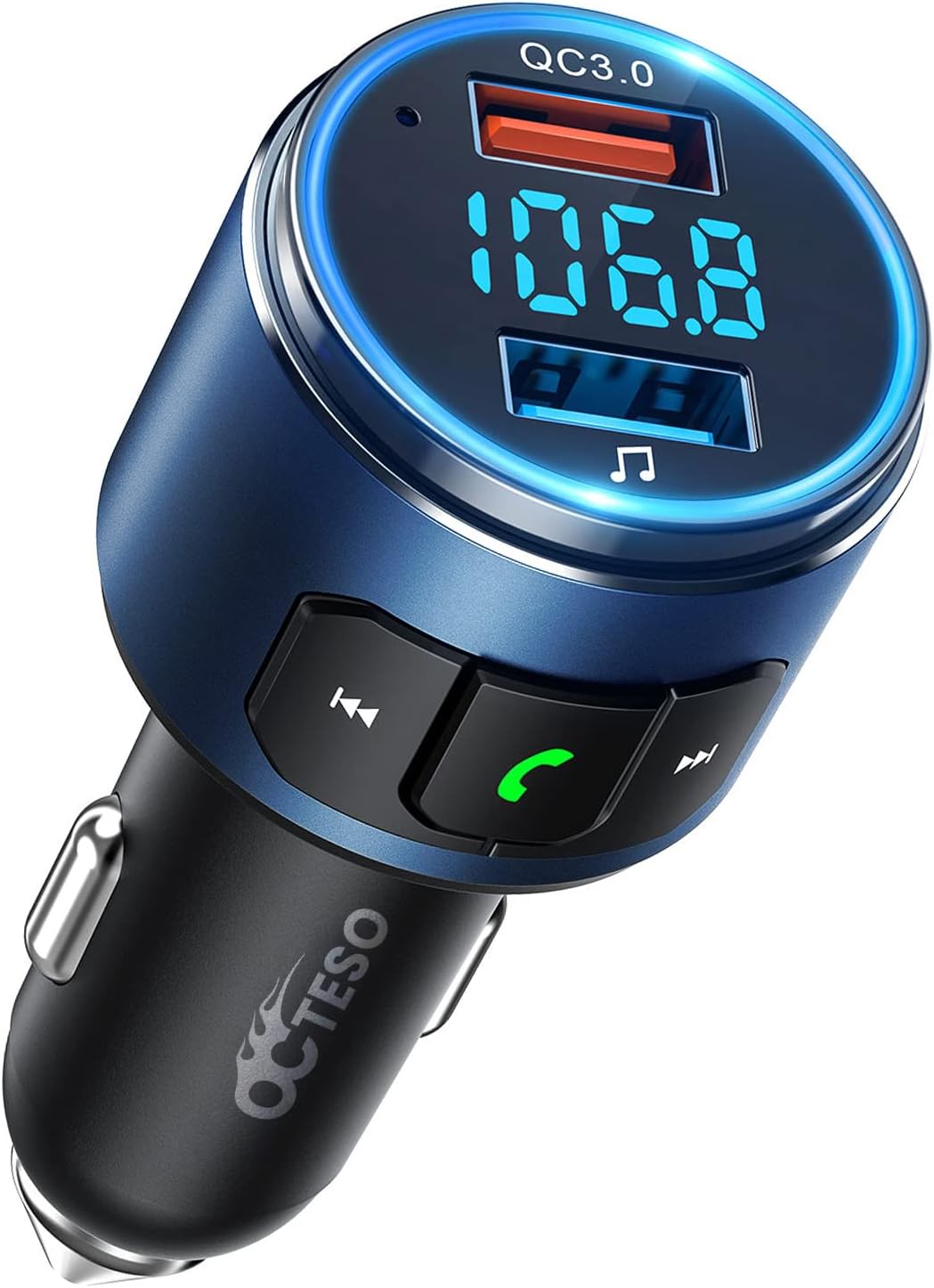 Upgraded V5.0 Bluetooth FM Transmitter for Car - Wireless Hands-Free Calling & Music Streaming - Perfect for Road Trips & Commuting