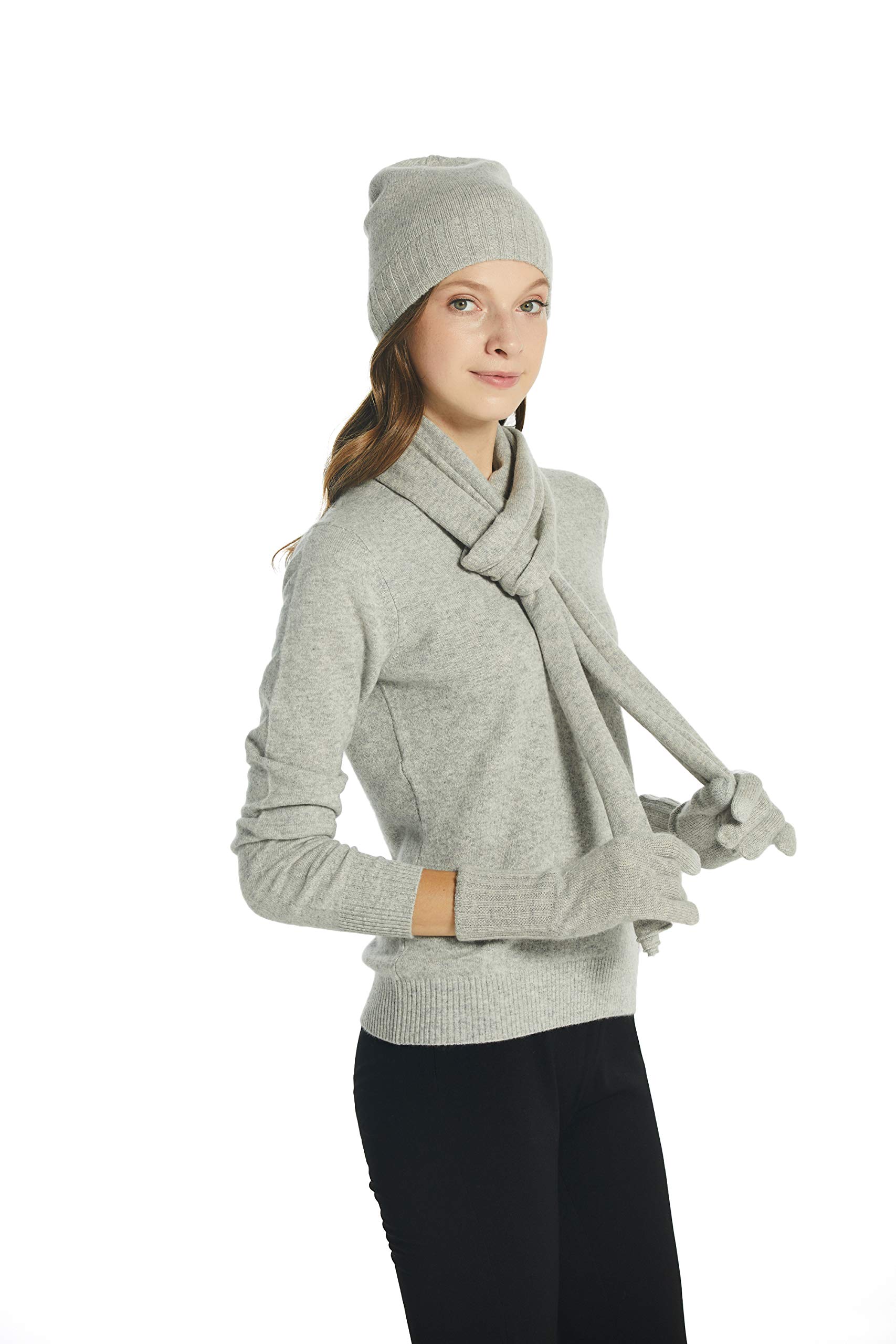 EURKEA 100% Pure Cashmere Scarf, Gloves & Beanie Hat Set for Women - Winter Warm Accessories Gift Box | Perfect for Cold Weather, Outdoor Activities & Holiday Gifting