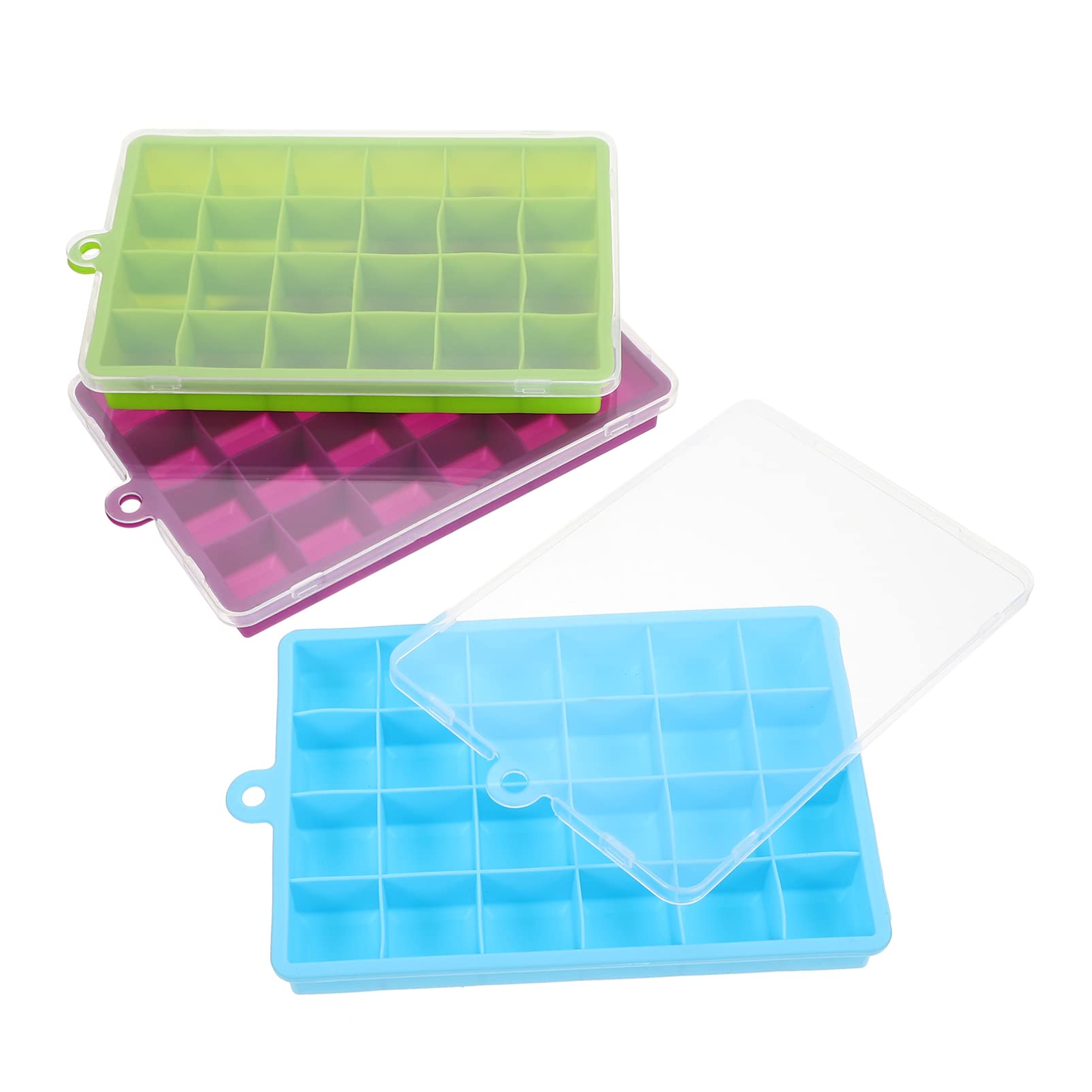 Luxshiny Silicone Ice Cube Tray 3pcs - 24 Grids for Cocktails & Coffee