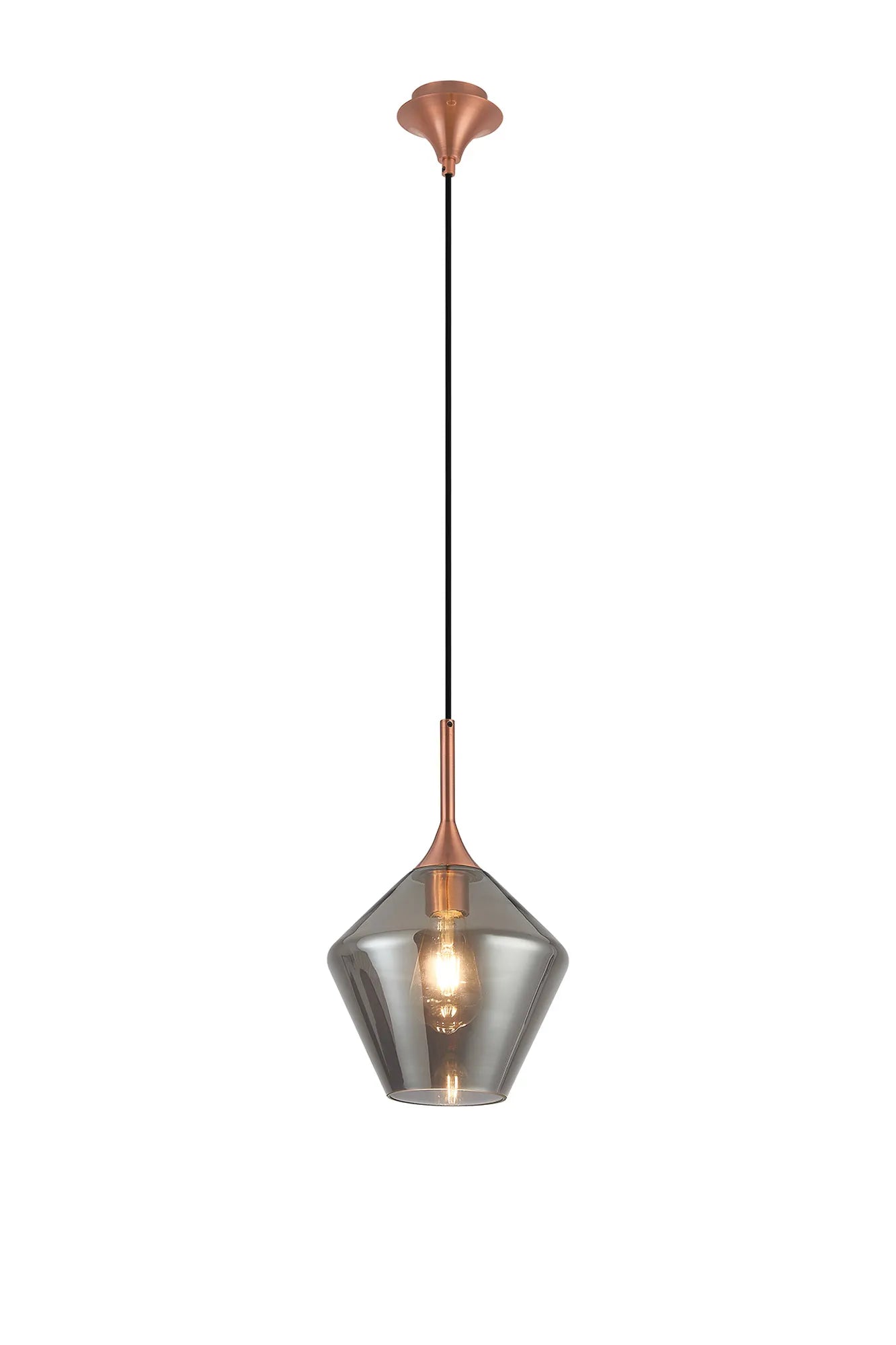 Benalla Single Pendant Light Fixture - Diamond Glass Shade with E27 Socket in Multiple Finish Options - Perfect for Dining Room, Kitchen Island or Bedroom Lighting