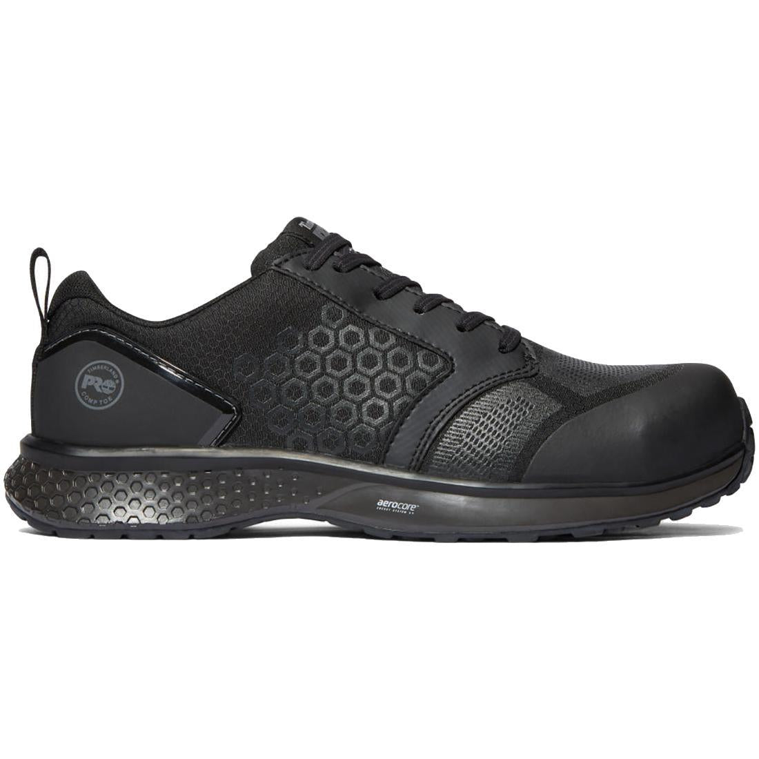 Reaxion Composite Toe Work Shoes for Men - Black Safety Boots with Slip Resistant & Electrical Hazard Protection | Ideal for Construction, Warehouse & Industrial Work