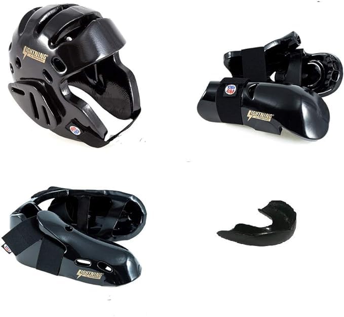 ProForce Lightning Karate Sparring Gear Set - 6-Piece Deluxe Package with Ultra Lightning Kicks & Free Mouth Guard | MMA, Taekwondo, Martial Arts Training Equipment for Adults & Kids | Perfect for Dojo Practice, Competition & Home Workouts