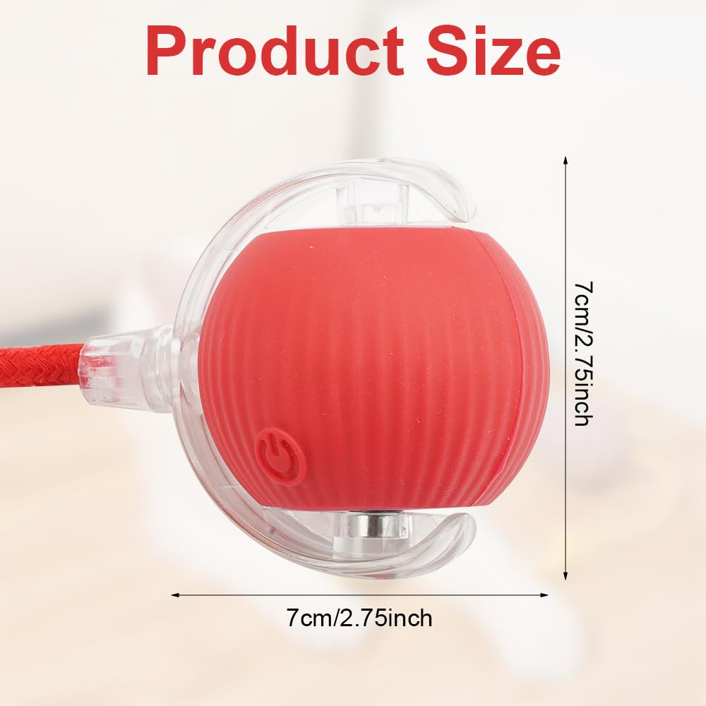 Interactive Cat & Dog Toy Ball - 2024 New Self-Rolling 360° Smart Electric Pet Toy for Indoor Cats & Small Dogs - Automatic Fast Rolling on Carpet & Hard Floors - Fun Exercise & Playtime (Red)