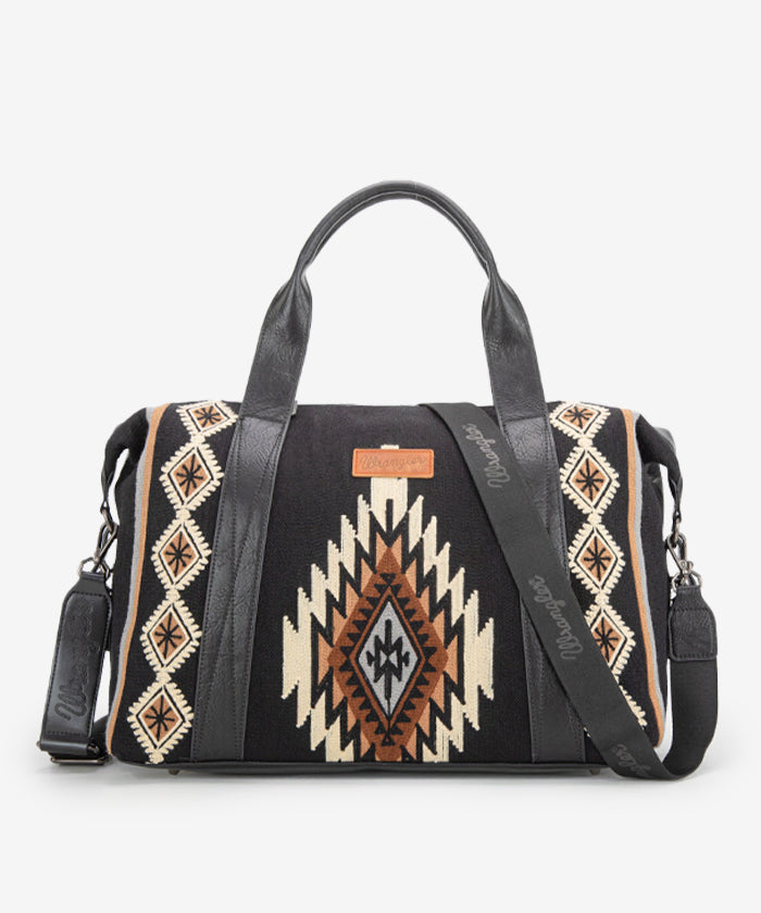 Wrangler Aztec Knitted Trolley Sleeve Duffle Bag - Stylish Travel Duffel with Laptop Compartment | Perfect for Weekend Trips, Gym & Airplane Carry-On