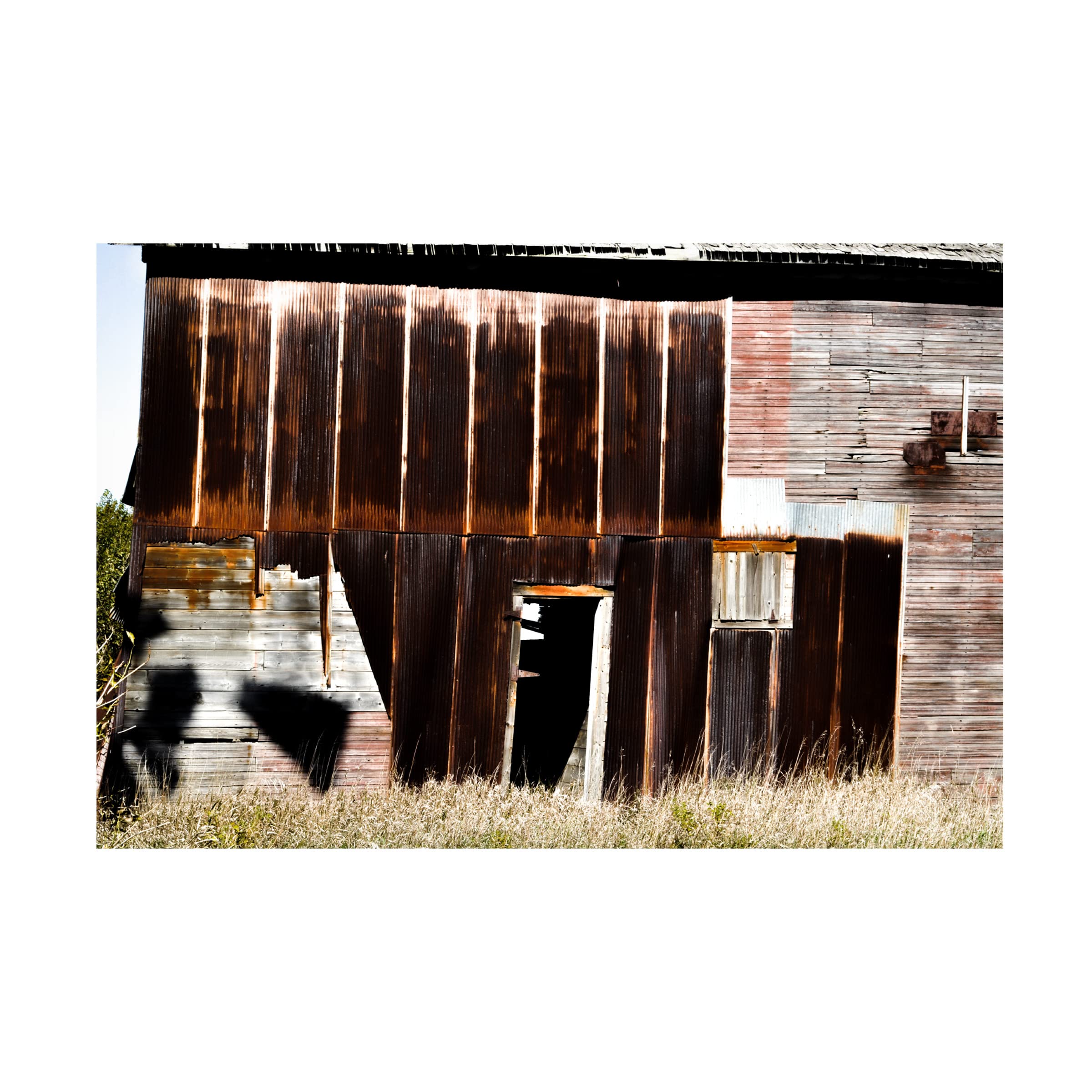 Blue Palomino 'Red Patchwork Barn Side' Canvas Wall Art - Vintage Farmhouse Decor for Living Room, Bedroom & Office