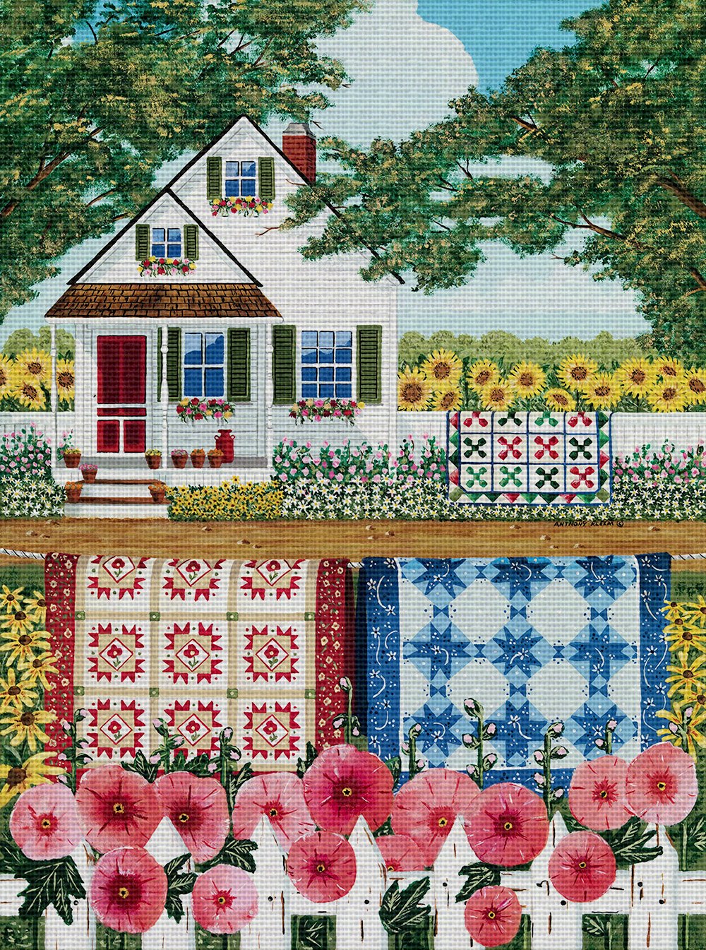 Anthony Kleem The Quilt Garden Needlepoint Canvas Kit - Premium Art Needlepoint Supplies for Home Decor & DIY Craft Projects