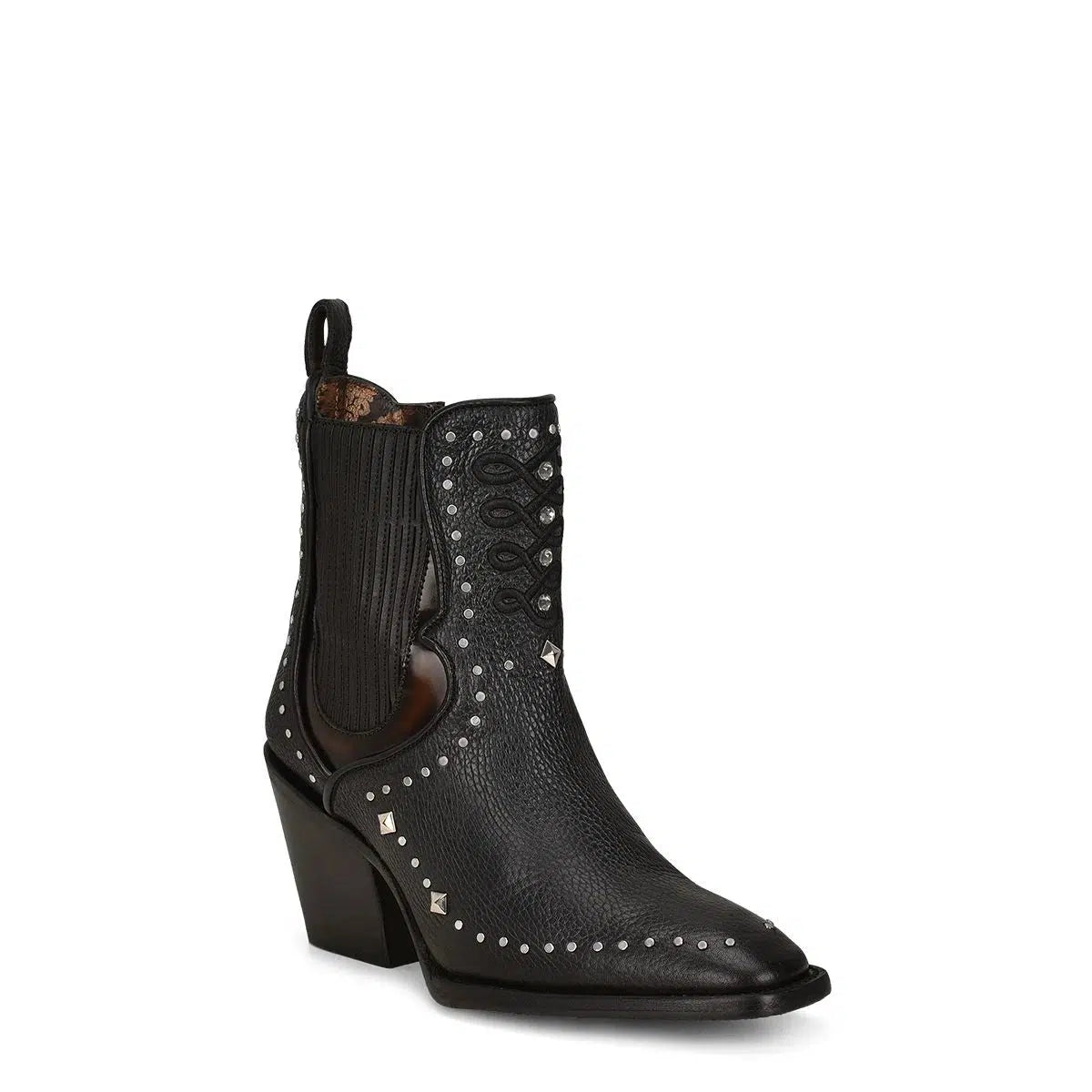 Cuadra Black Fashion Cowboy Cowhide Leather Ankle Boots for Women - Stylish Western Boots for Country Rides, Concerts & Everyday Wear