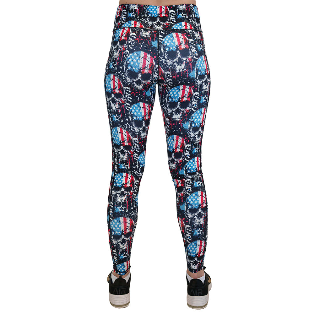 United Skulls Printed Leggings - High Waist Yoga Pants for Women, Halloween Costume, Gothic Fashion & Workout - Perfect for Gym, Dance & Cosplay