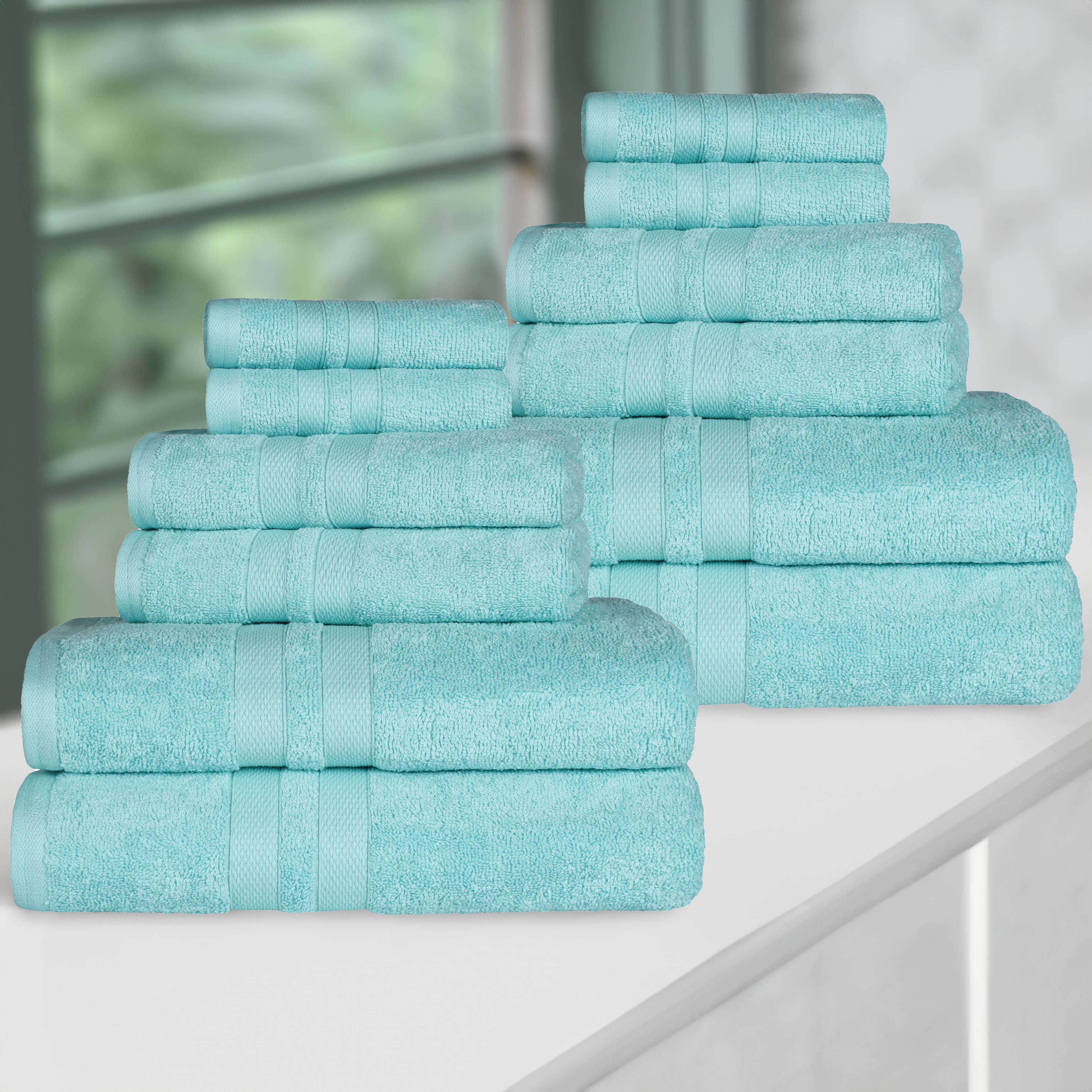 Premium 12-Piece Ultra Soft Cotton Towel Set - Super Absorbent, Quick Drying Bath & Beach Towels for Spa, Gym, Pool, and Home Use